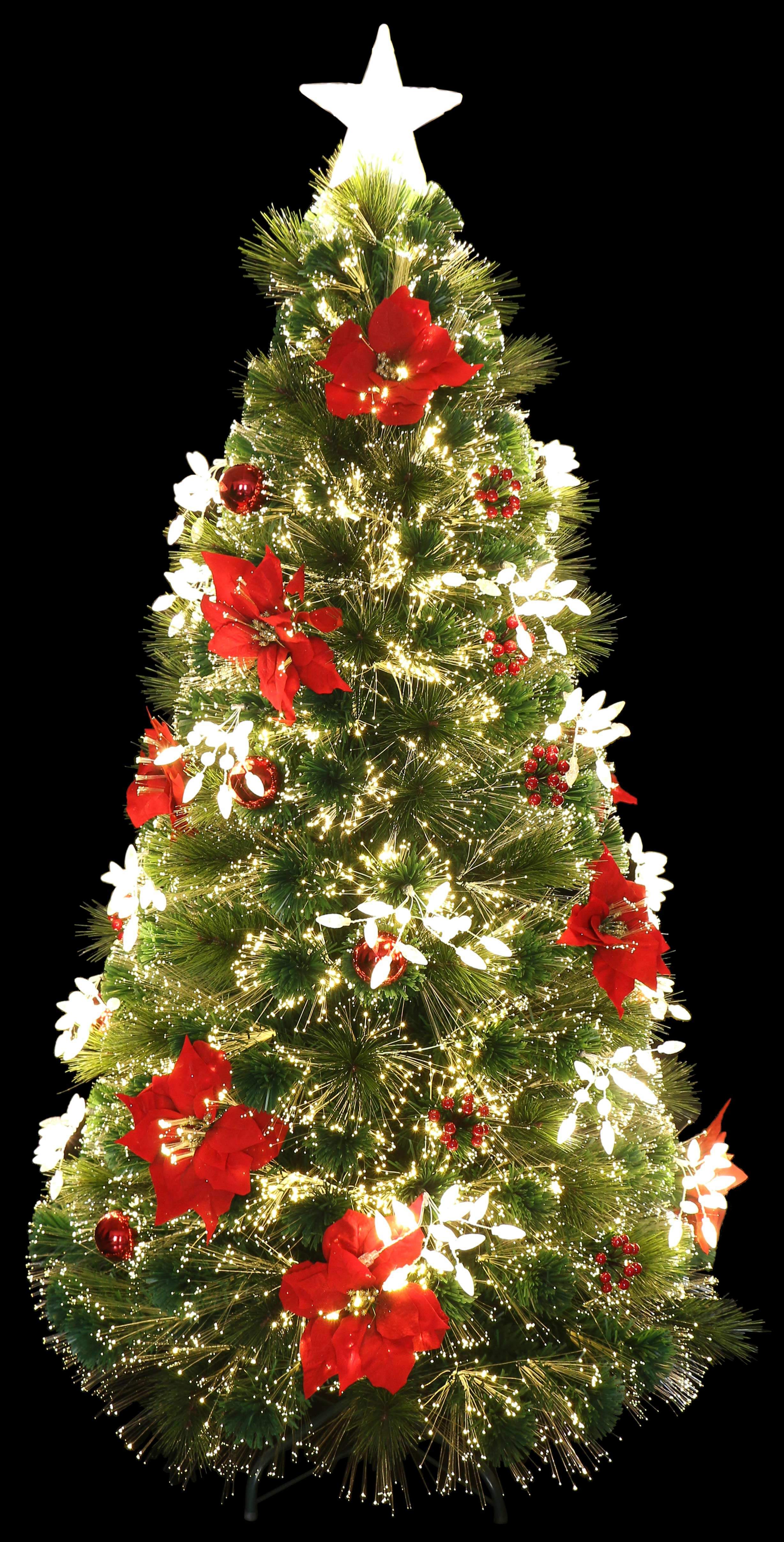 DecoratedHolidayFestiveFiberOpticChristmasTree
