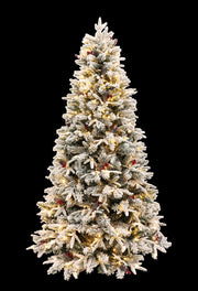Flocked Green Balsam Fir Christmas Tree Pre-lit