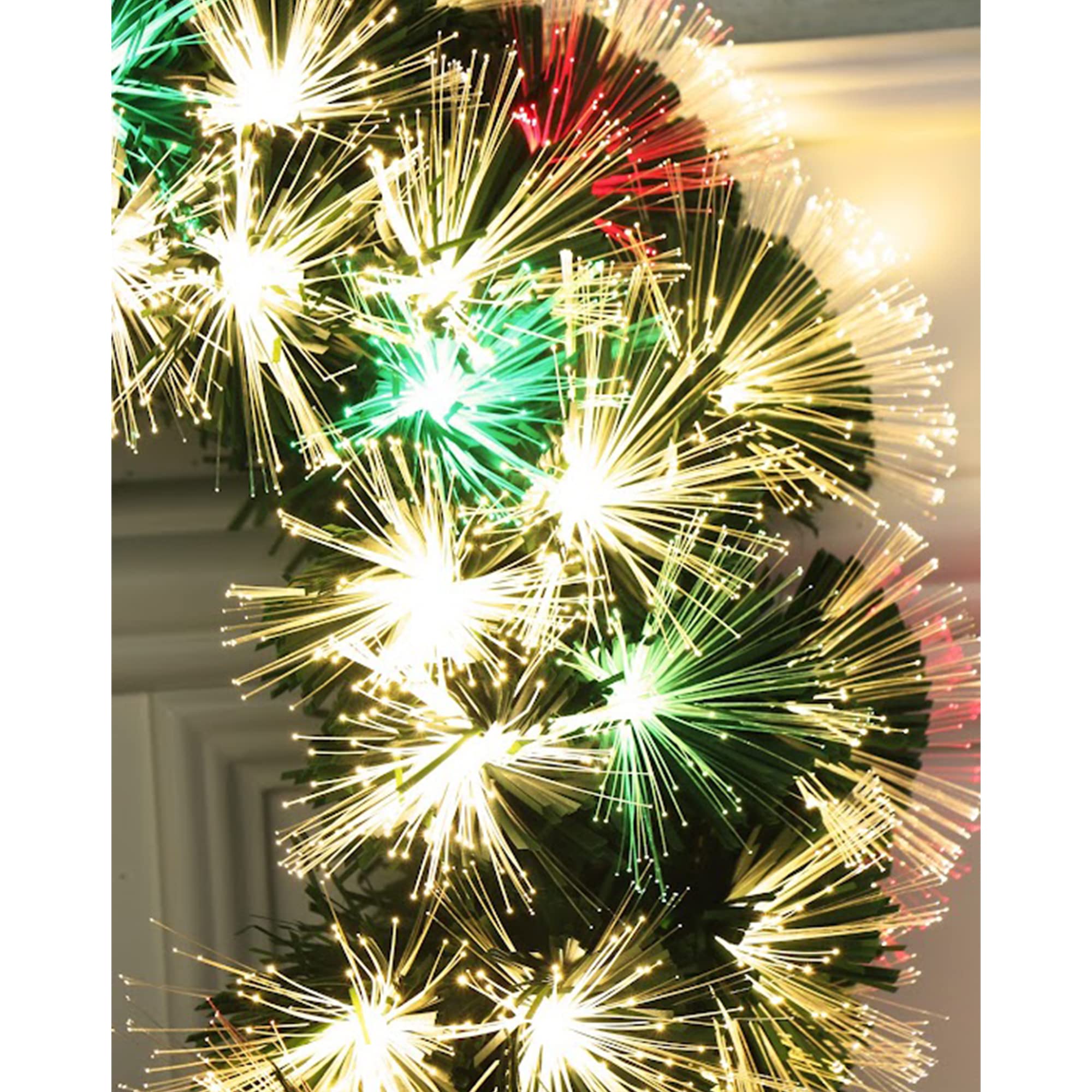 24'' Color Changing LED Fiber Optic Christmas Wreath (White Multi Color, 24in.)