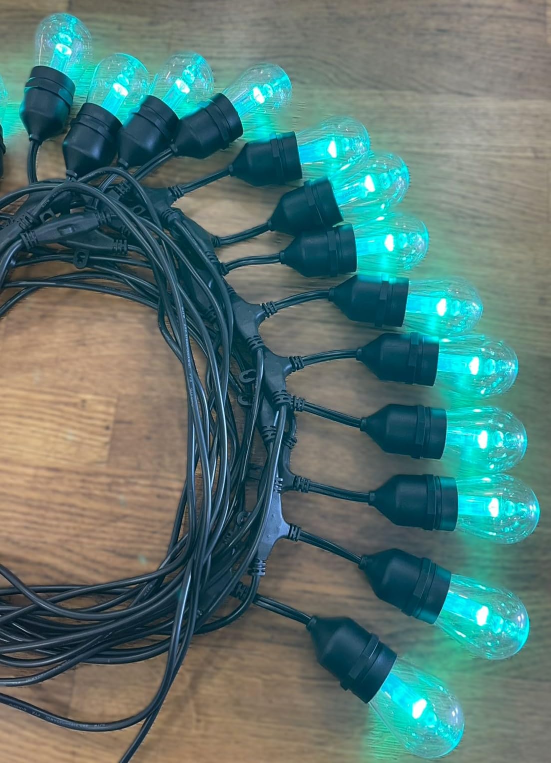 48ft Outdoor Patio String Lights with S14 LED Bulbs, Warm White & RGB Remote Control Color Changing, Waterproof Commercial Grade, Energy Efficient, Outdoor Living, Backyard Lights