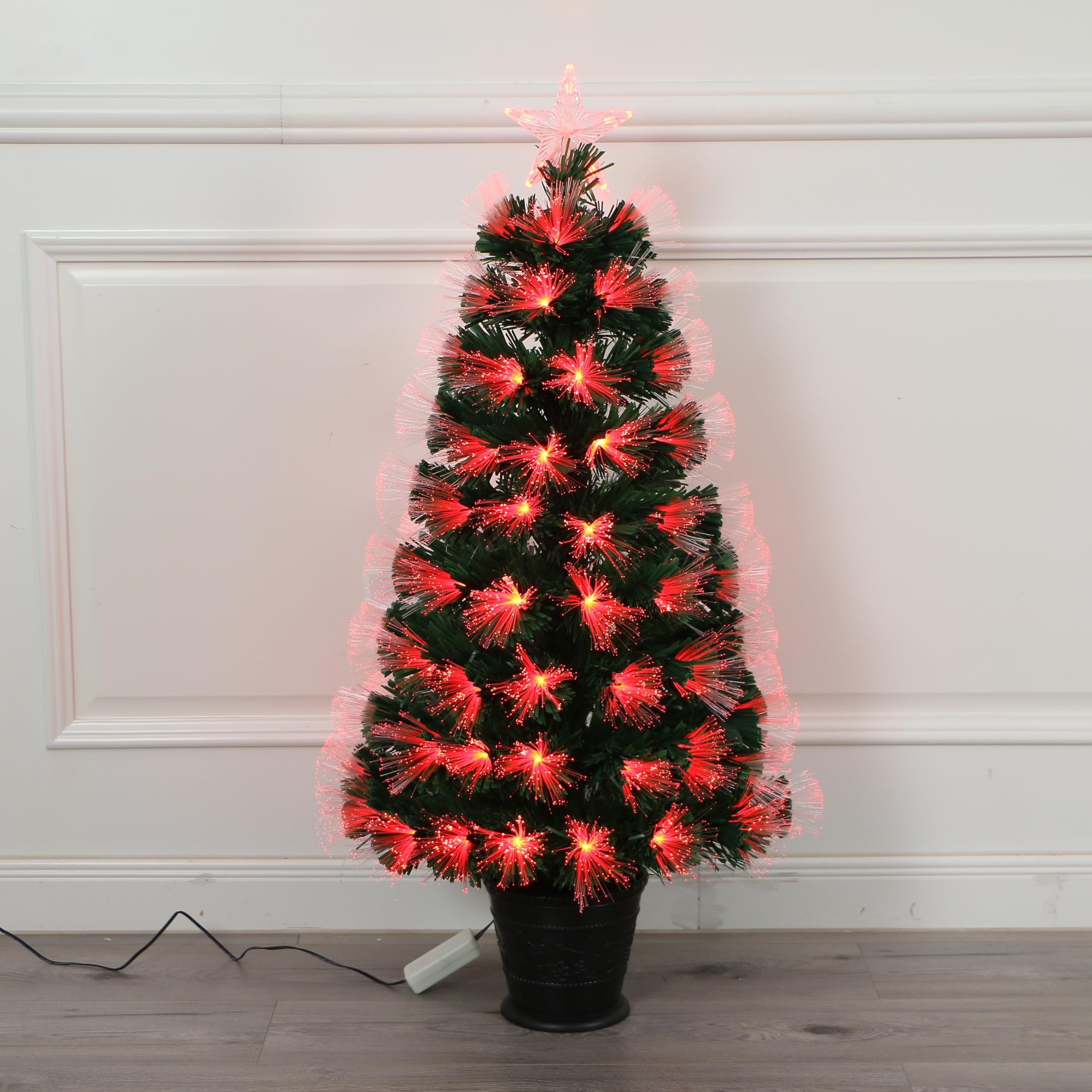 Remote Control RGB LED Pre-Lit Artificial Christmas Tree with Star Topper
