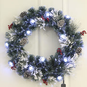 Frosted White Pine Fiber Optic Christmas Wreath