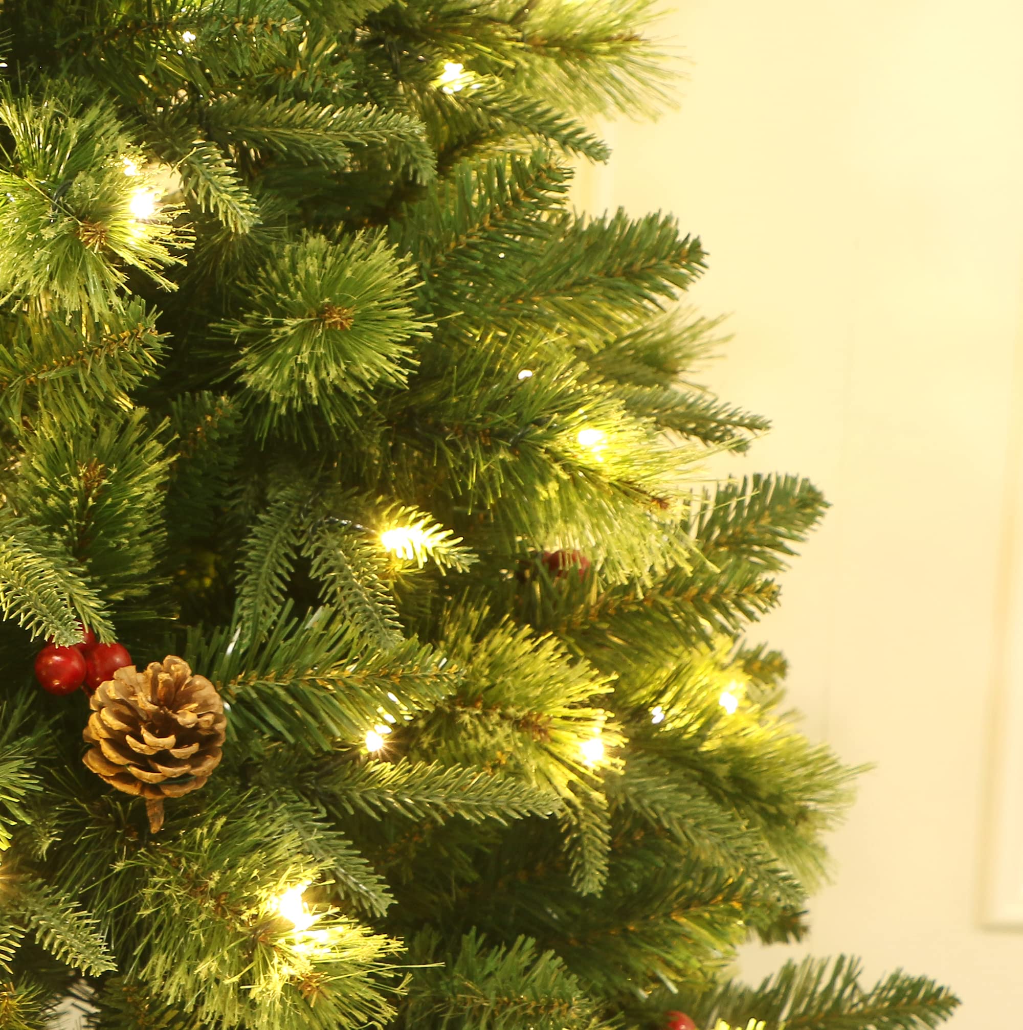 5Ft Realistic Blossom Pine Christmas Tree Pre-lit with Dual Color LED Lights