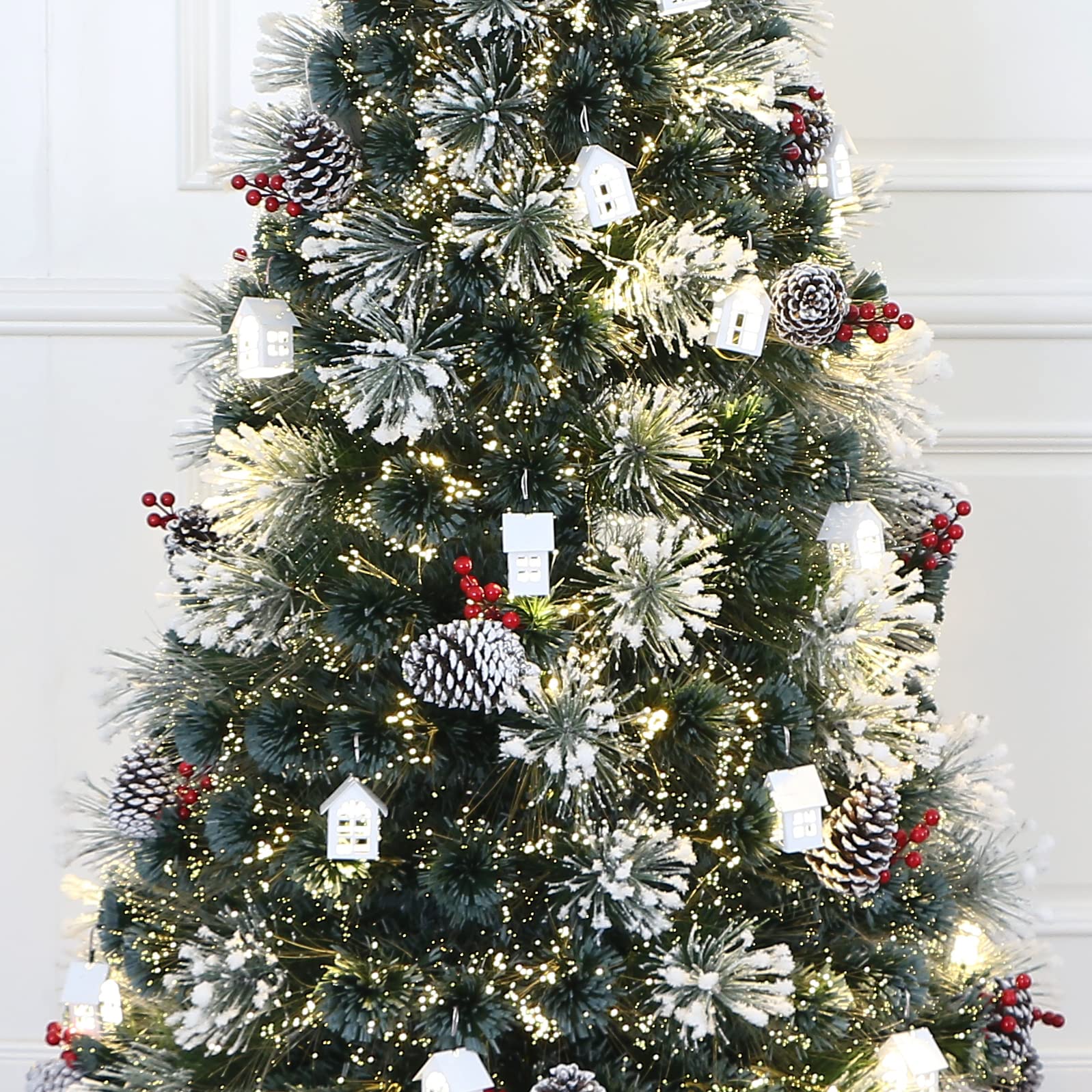 Little White House Decorated Fiber Optic Christmas Tree Pre-lit