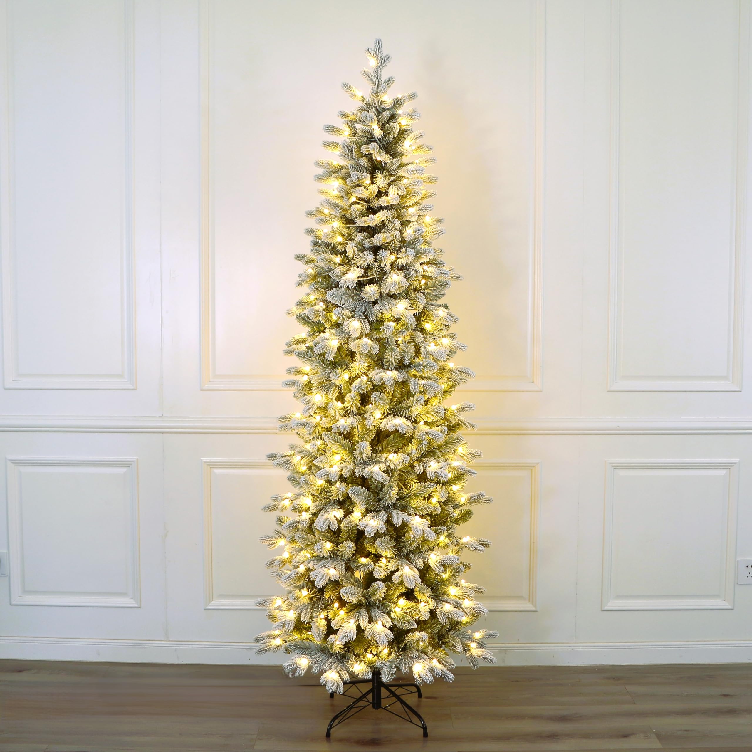 Pencil Alaska Flocked Christmas Tree, Slim Shape