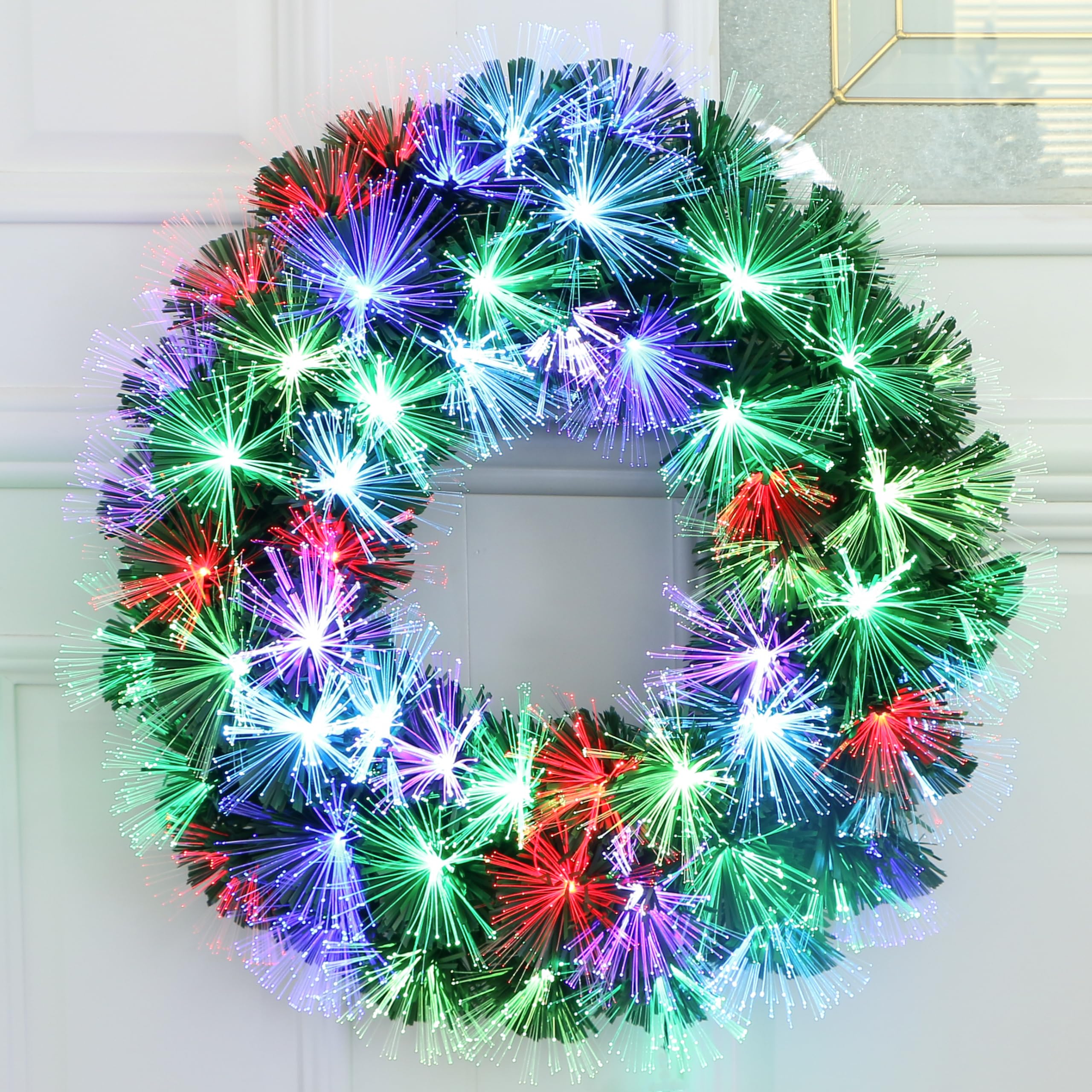 24'' Remote Control RGB Color-Changing Fiber Optic Christmas Wreaths