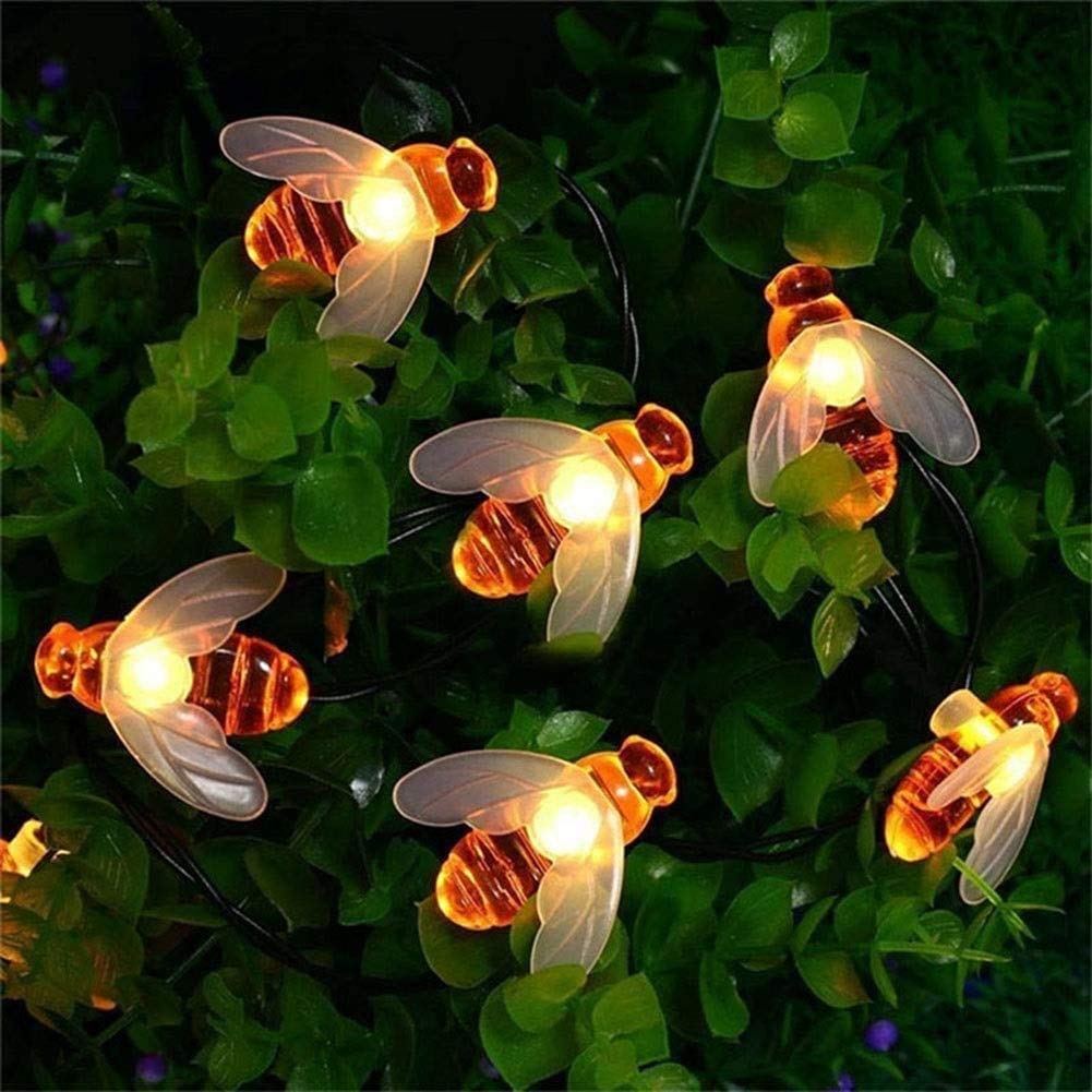 Remote Control Big Solar Power 60 LED Cute Bumblebee String Lights