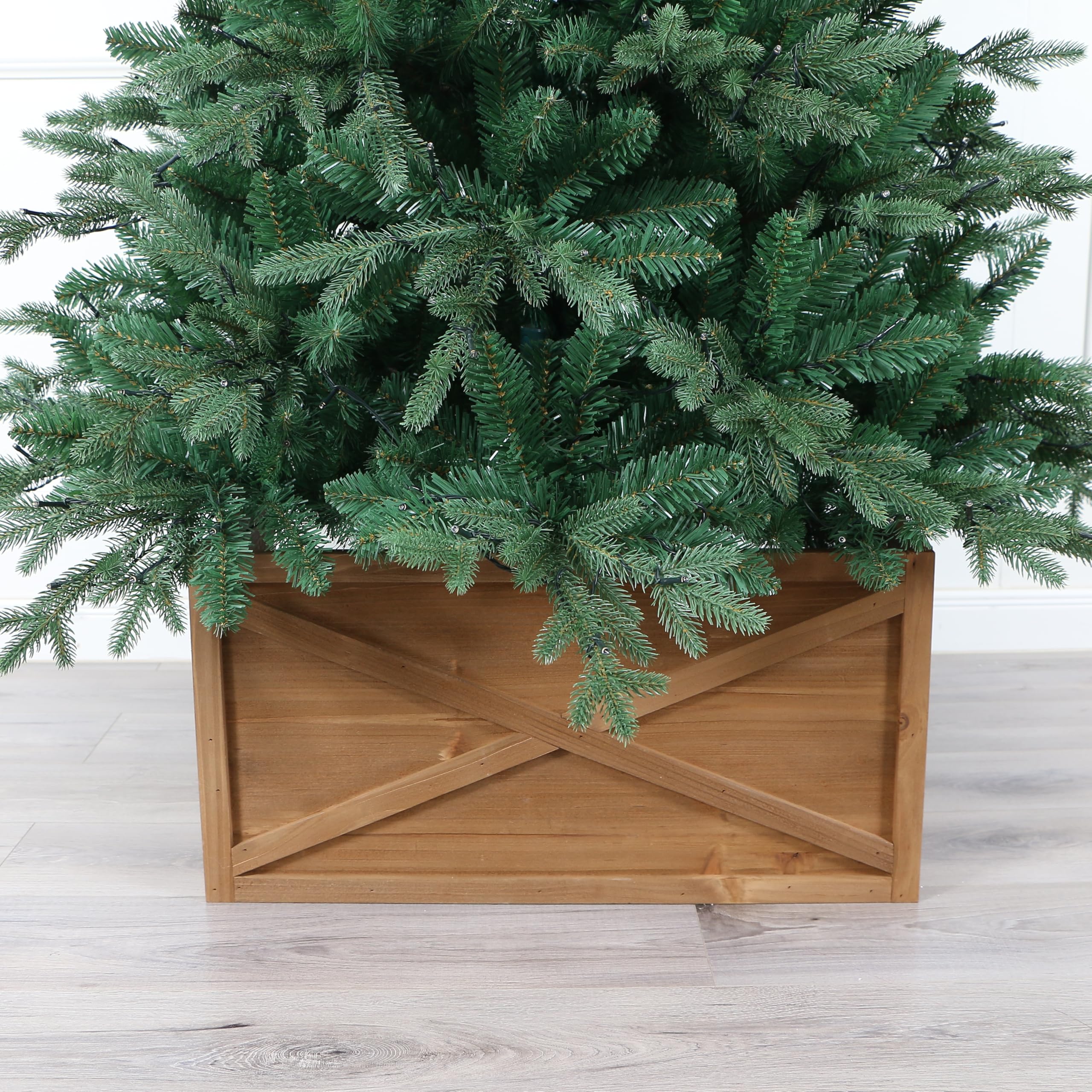 Natural Wood 3 Sided Christmas Tree Collar