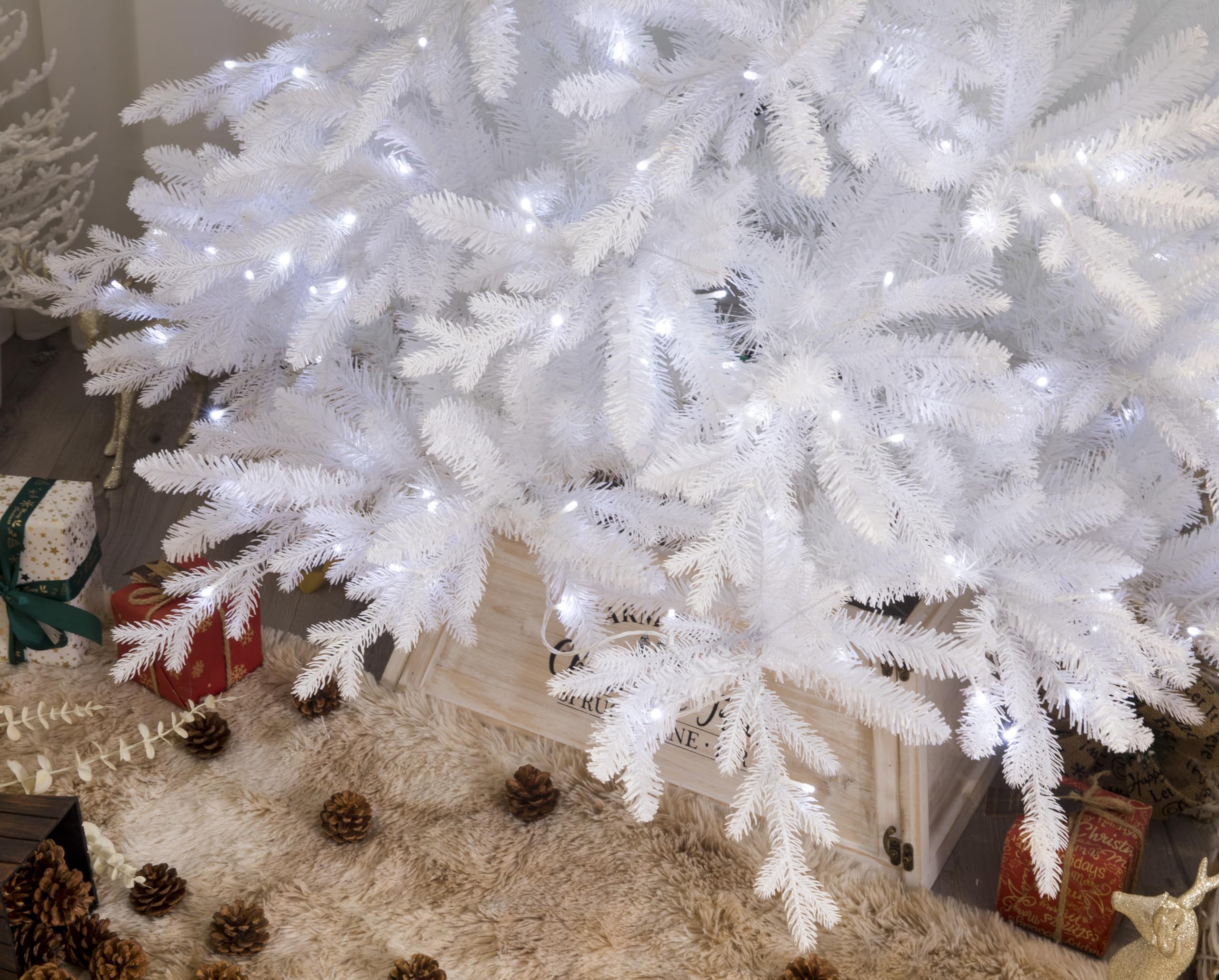 Realistic White Christmas Tree Pre-lit With Color-changing LED lights