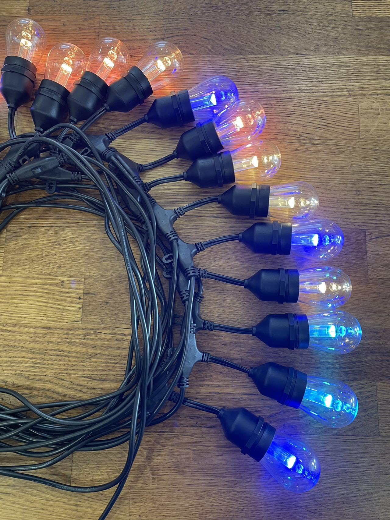 48ft Outdoor Patio String Lights with S14 LED Bulbs, Warm White & RGB Remote Control Color Changing, Waterproof Commercial Grade, Energy Efficient, Outdoor Living, Backyard Lights