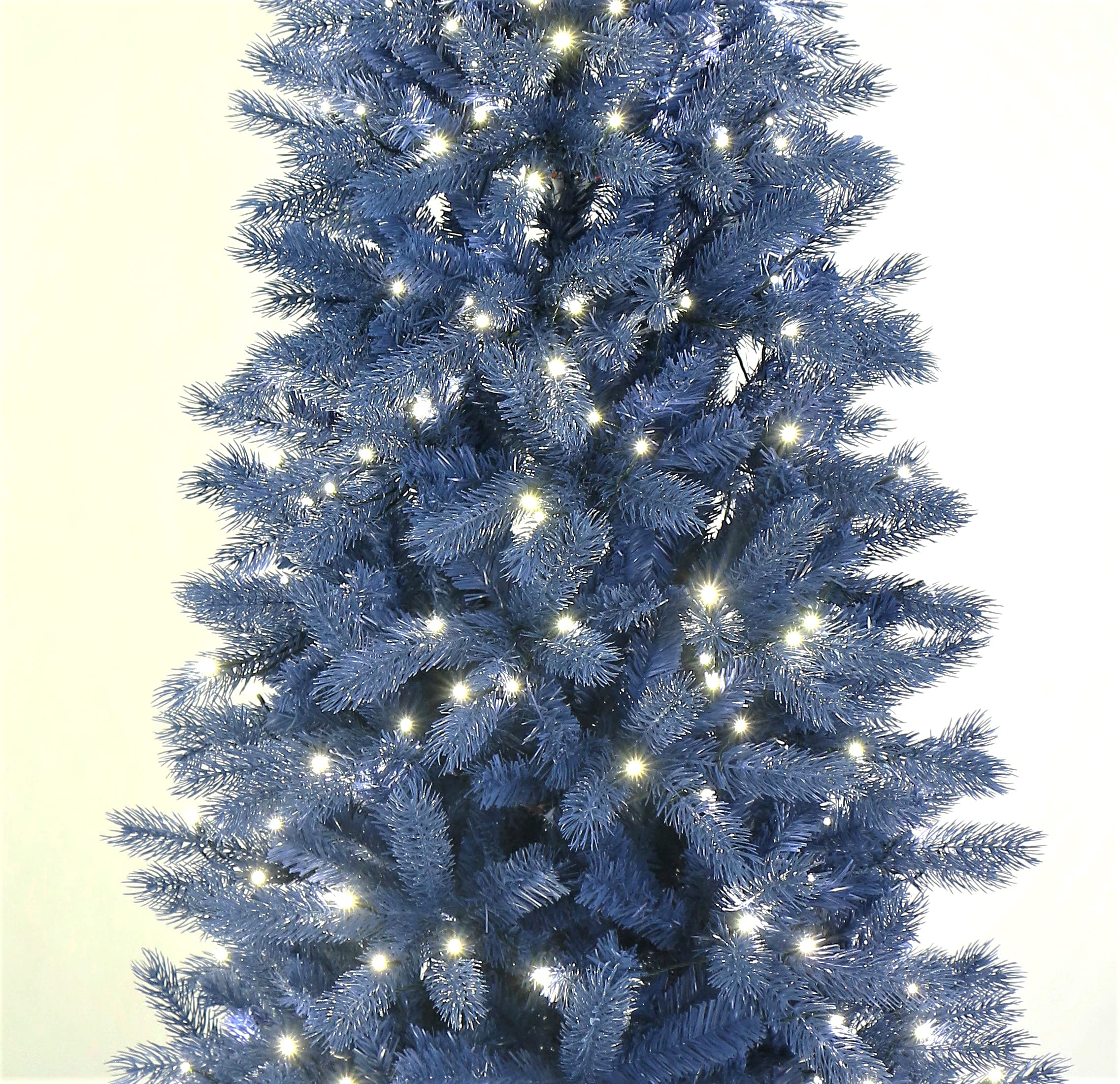 Royal Blue Slim Christmas Tree Pre-lit with White LED Lights