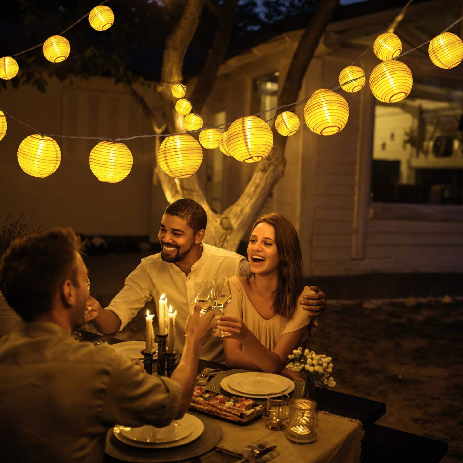 Solar Power Waterproof Lantern String Lights