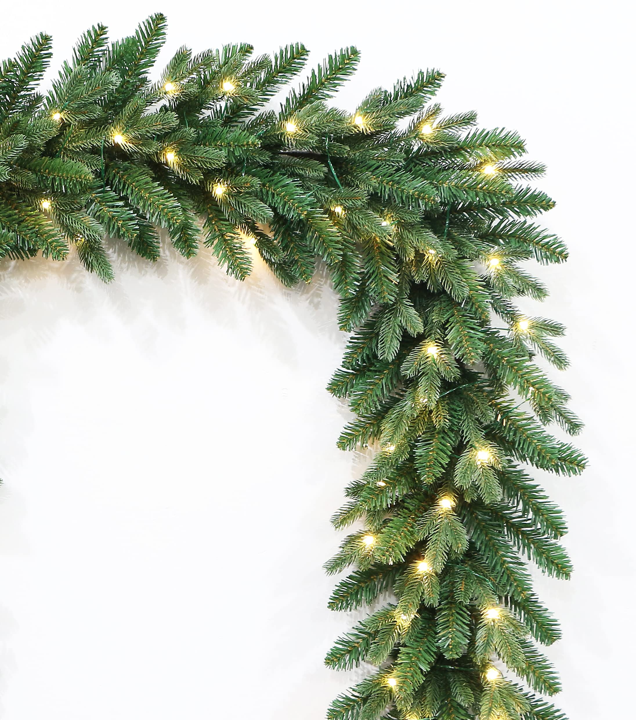 6.5 Foot European Holiday Favorite Christmas Garland Pre-lit with Warm White LED Lights