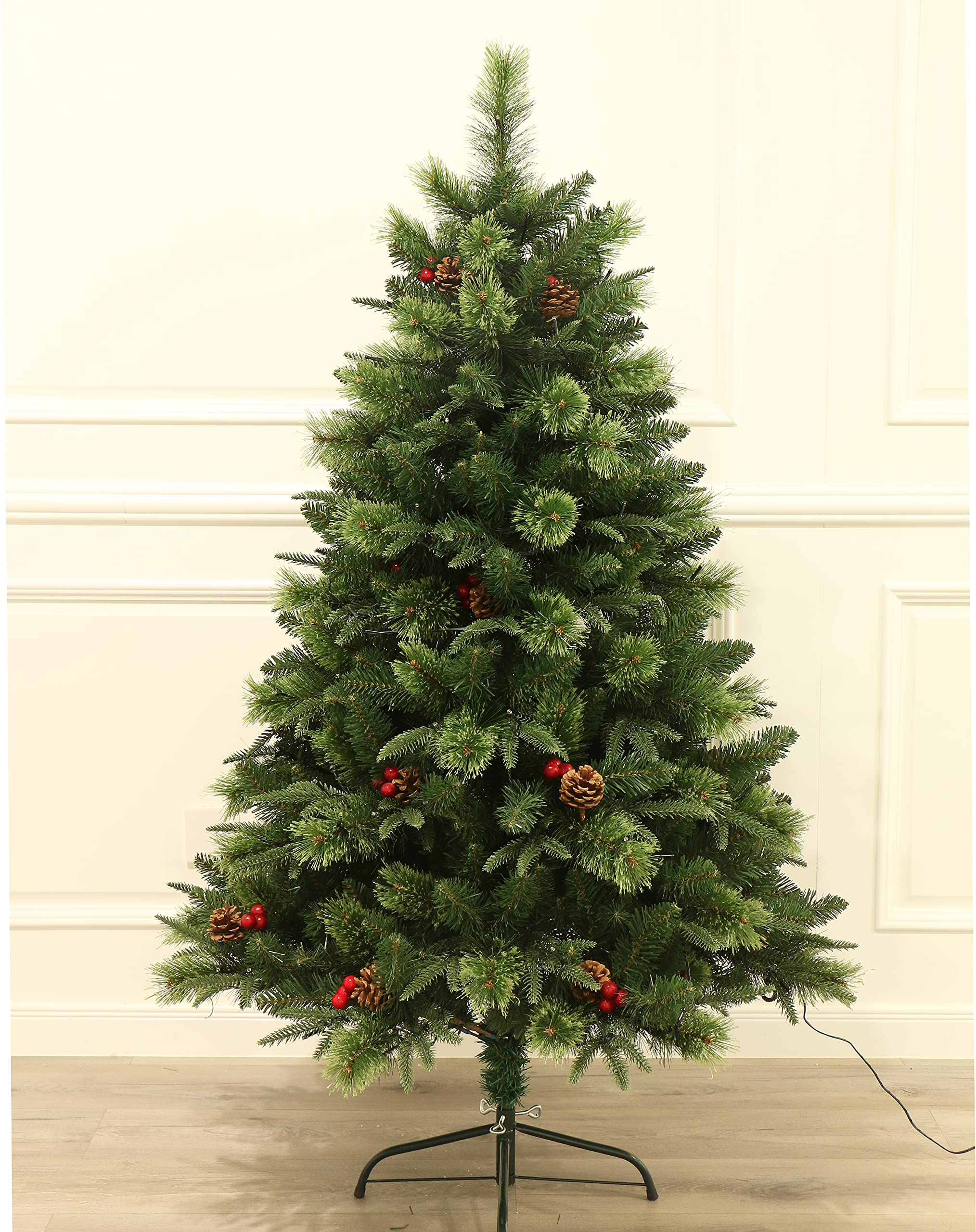 5Ft Realistic Blossom Pine Christmas Tree Pre-lit with Dual Color LED Lights