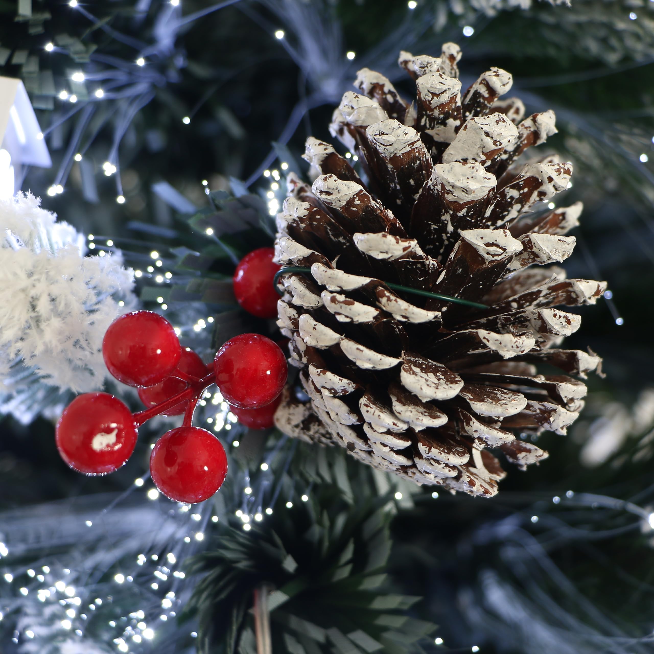 Pre-Lit Decorated Little White House Christmas Tree, Pre-lit Cool White Lights