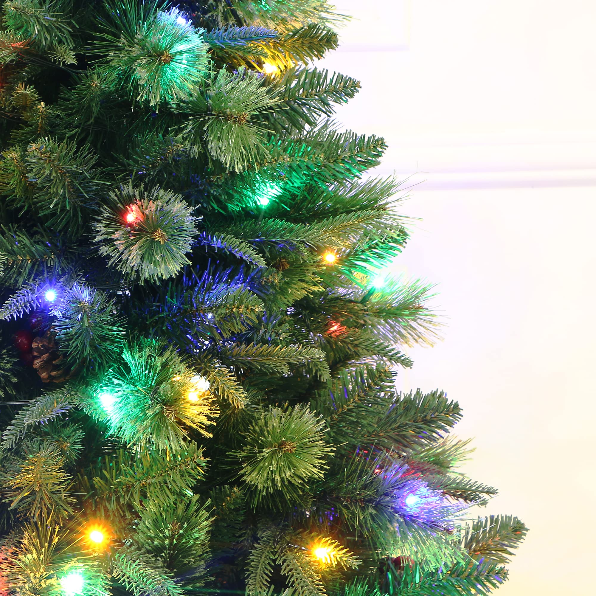 5Ft Realistic Blossom Pine Christmas Tree Pre-lit with Dual Color LED Lights