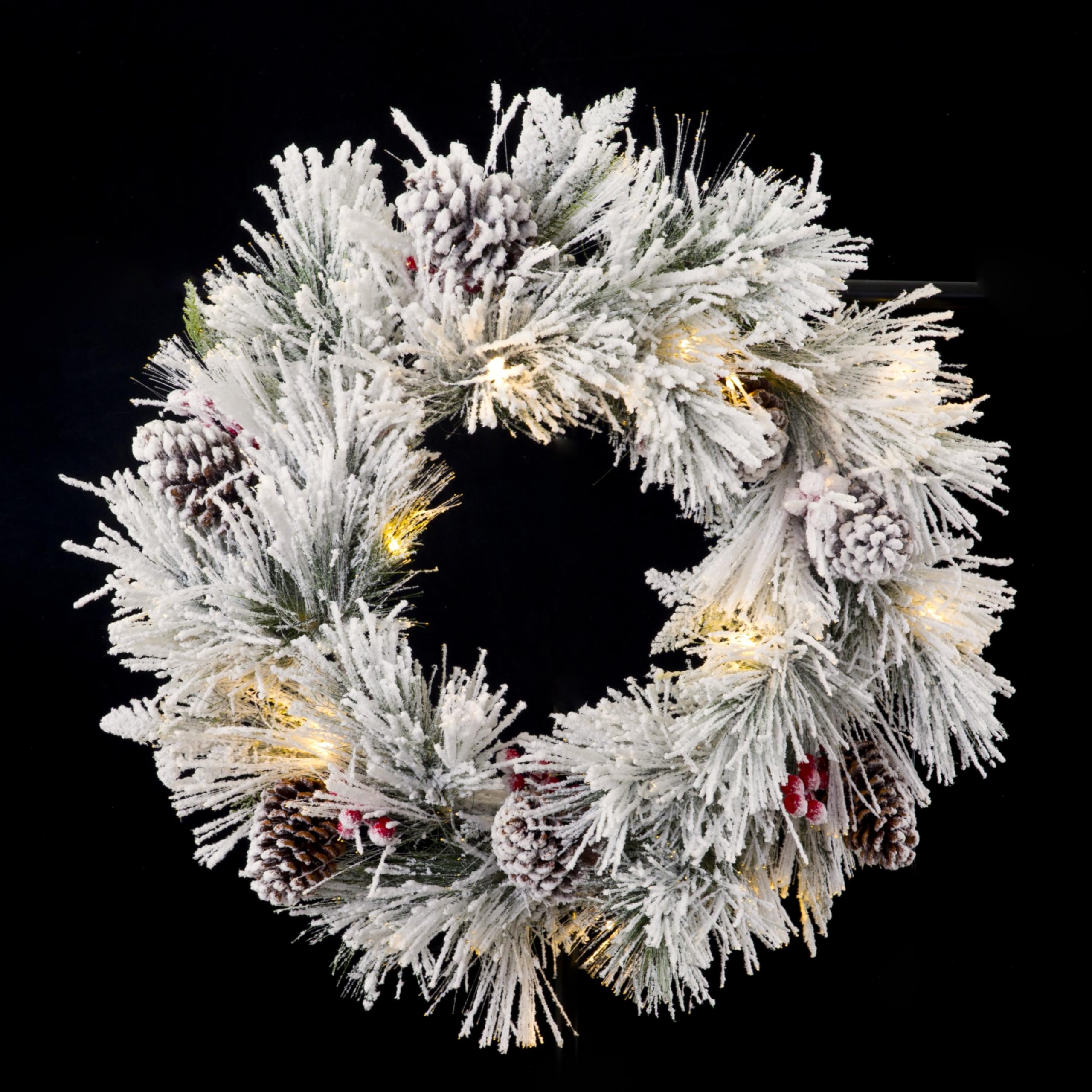 Flocked Fiber Optic Christmas Wreath