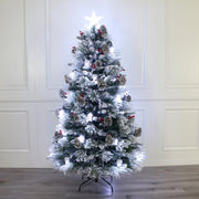 Pre-Lit Decorated Little White House Christmas Tree, Pre-lit Cool White Lights