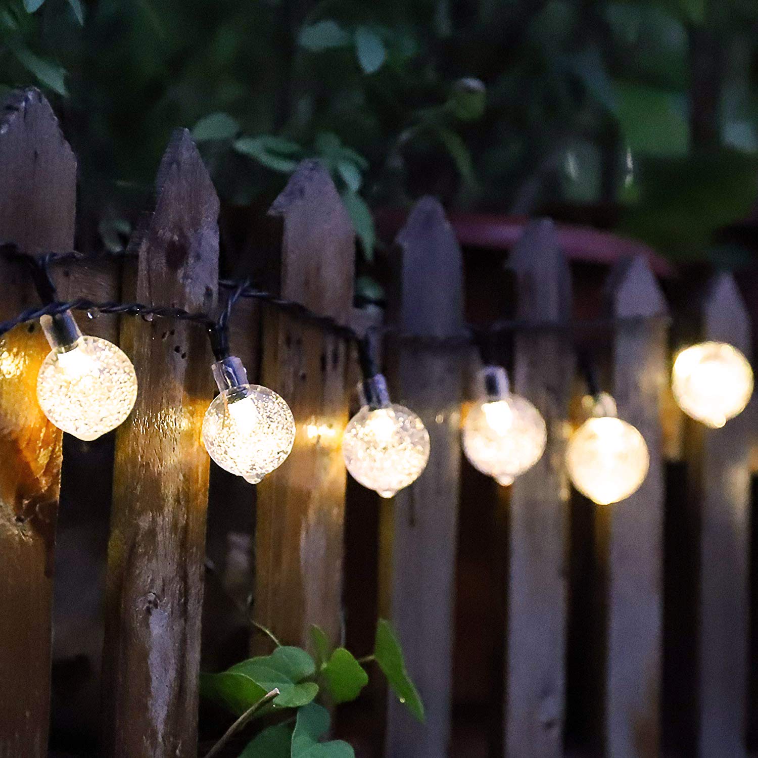 Remote Control with Big Solar Panel Cystal Ball String Light for Outdoor Living Dectoreation/Patio Porch/Backyard Gazebo/Camping Site