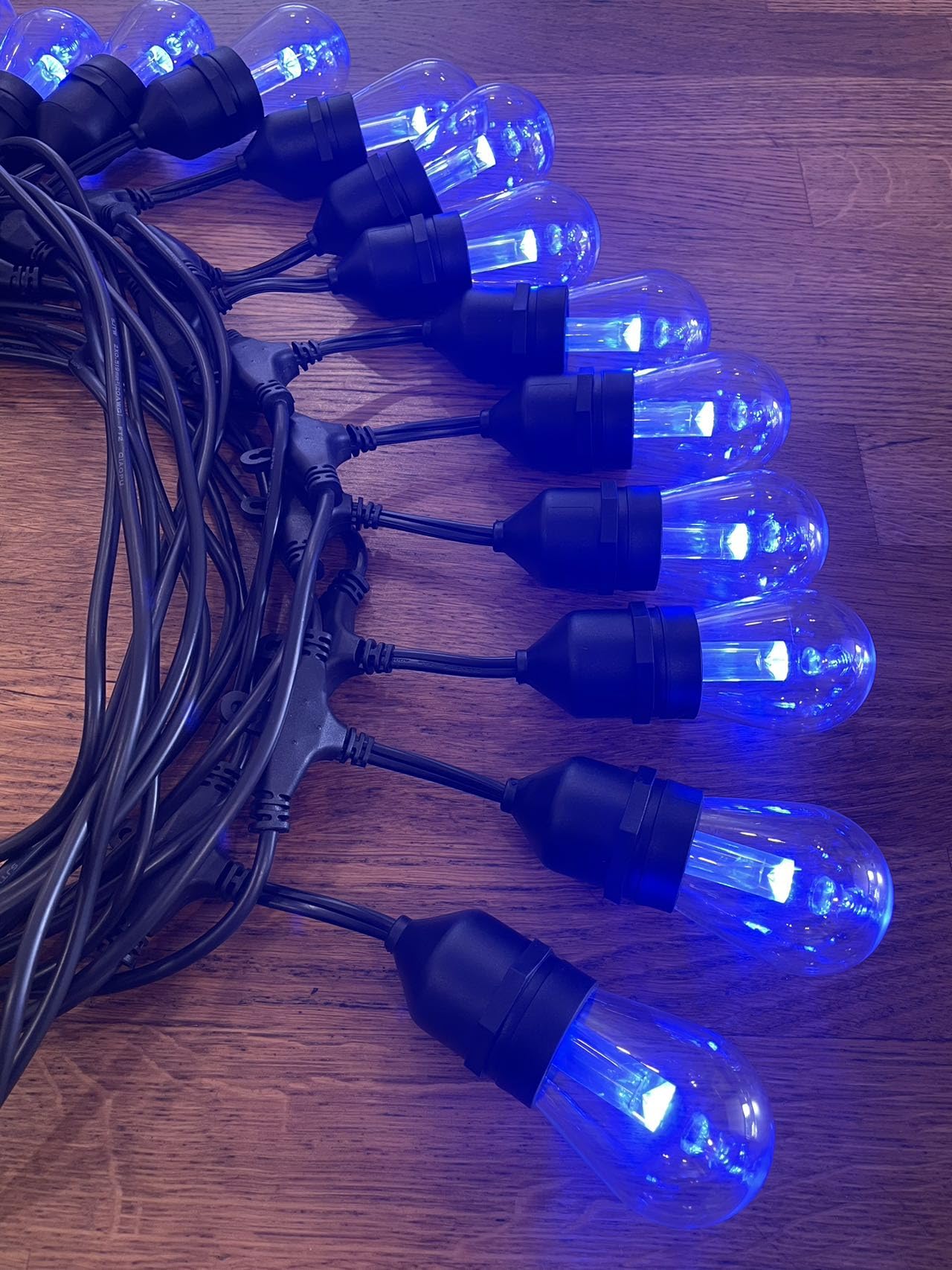 48ft Outdoor Patio String Lights with S14 LED Bulbs, Warm White & RGB Remote Control Color Changing, Waterproof Commercial Grade, Energy Efficient, Outdoor Living, Backyard Lights