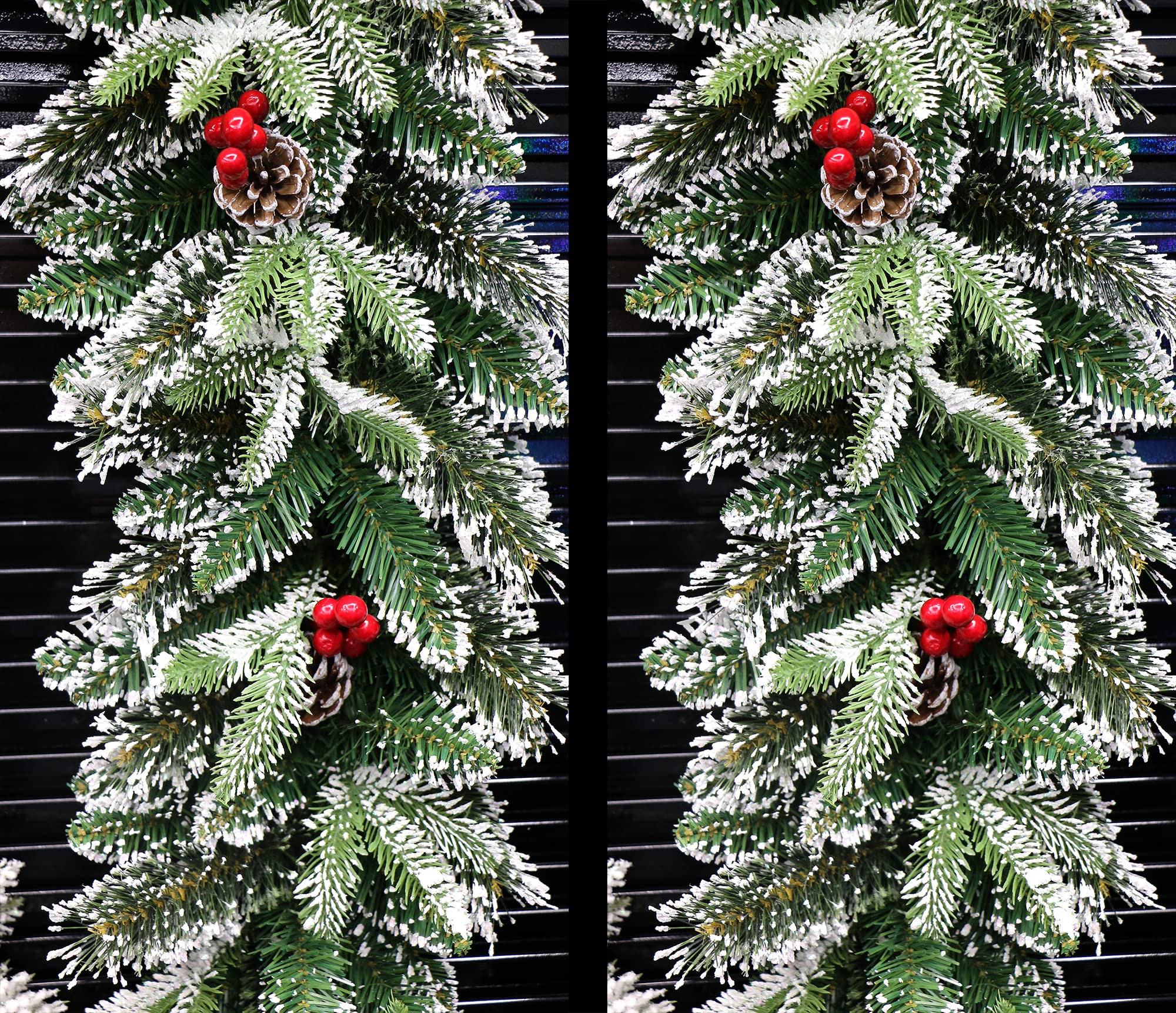HOLIDAY STUFF 9 Foot Frosted Pine Christmas Garland Decorated