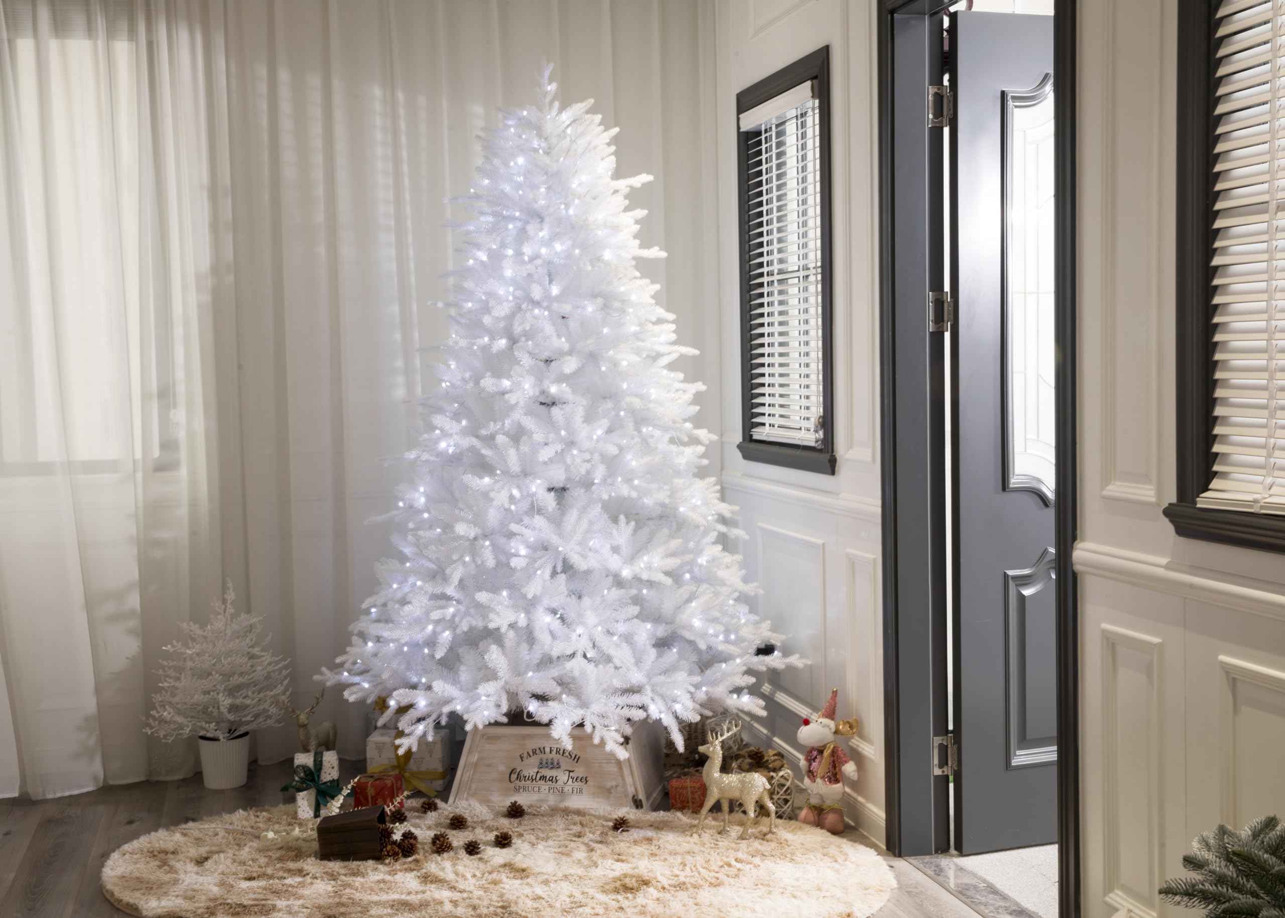 Realistic White Christmas Tree Pre-lit With Color-changing LED lights