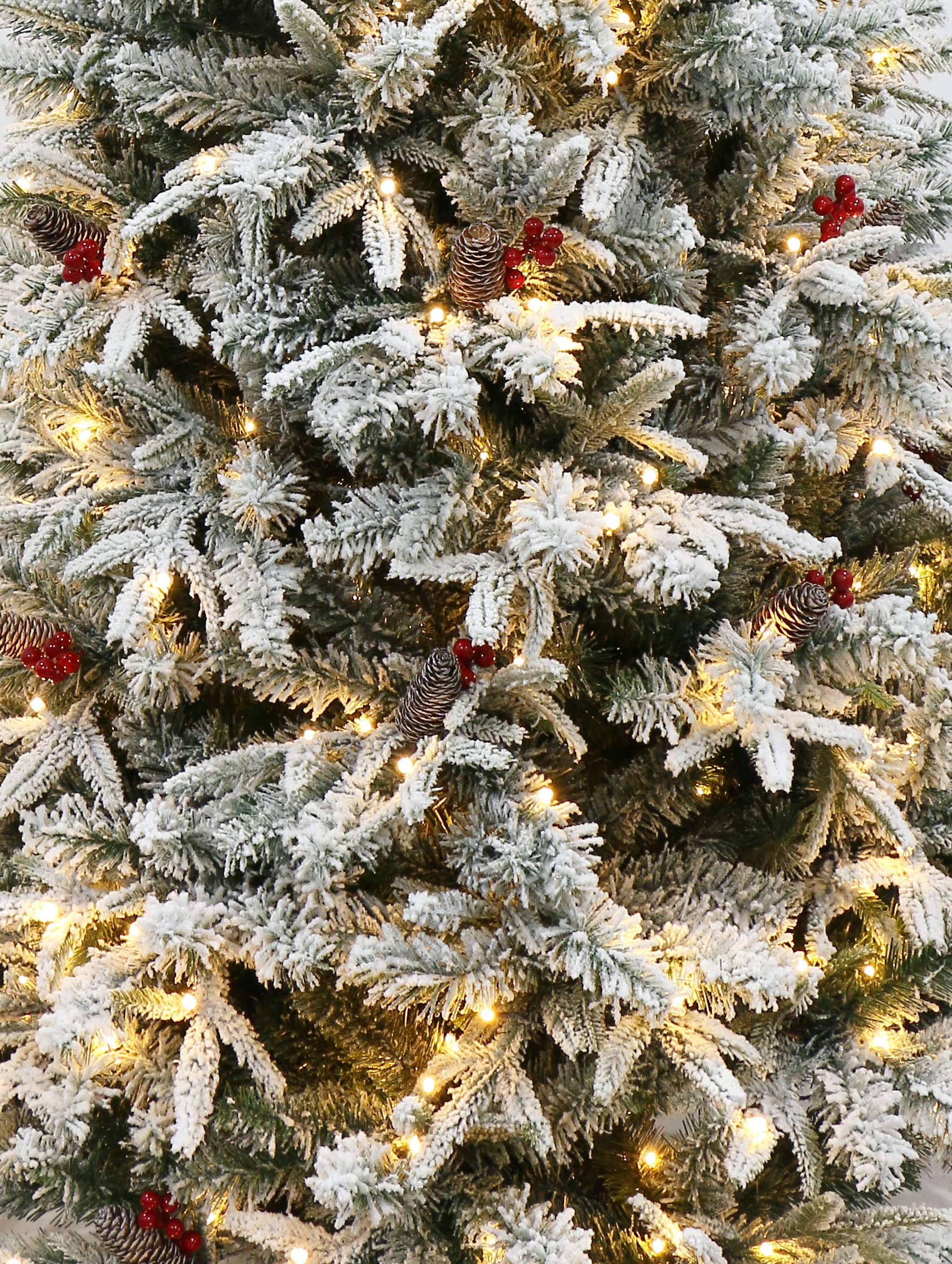 Flocked Green Balsam Fir Christmas Tree Pre-lit