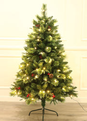 5Ft Realistic Blossom Pine Christmas Tree Pre-lit with Dual Color LED Lights