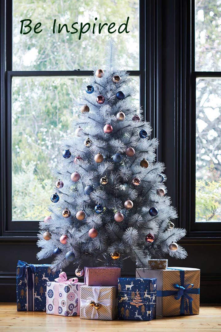 Glitter Silver Pine Christmas Tree with Frosted White Tips