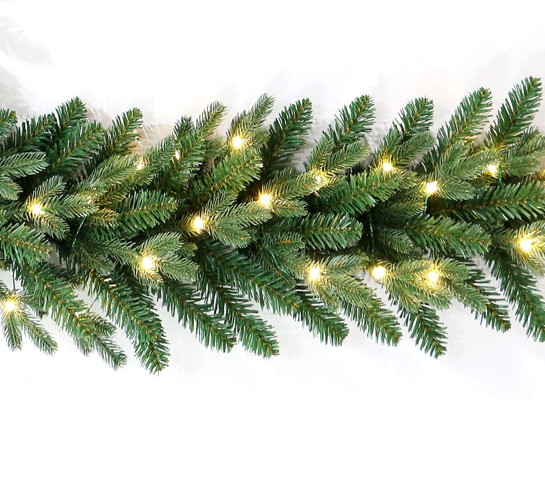 6.5 Foot European Holiday Favorite Christmas Garland Pre-lit with Warm White LED Lights