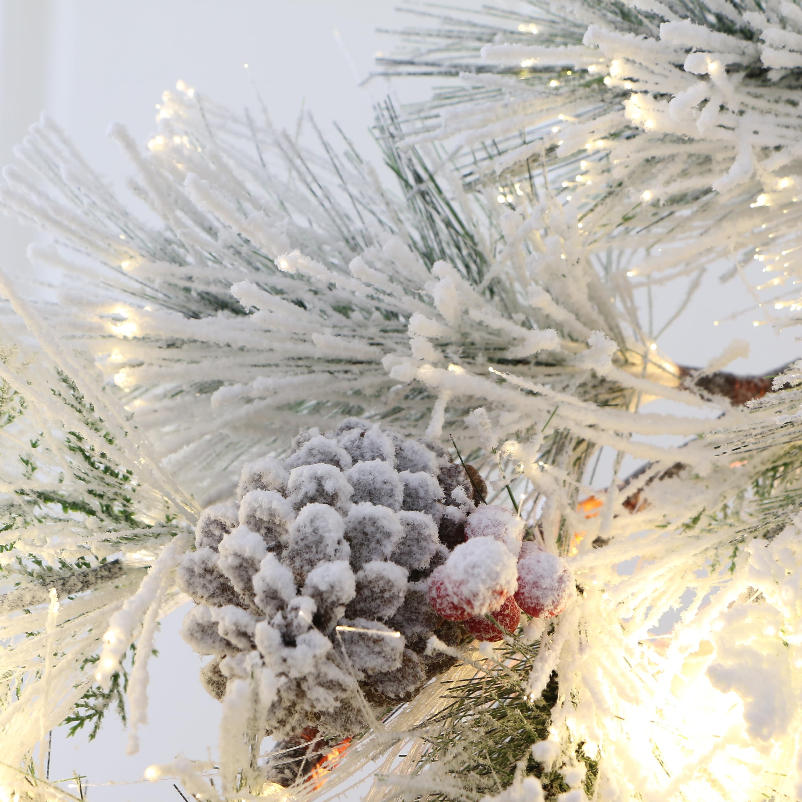 6.5ft Realistic Flocked Cedar Garlands with Fiber Optic Light.