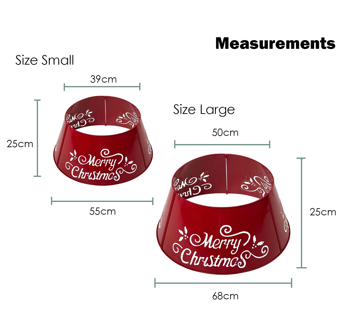 Metal Merry Christmas Tree Collar with Lights