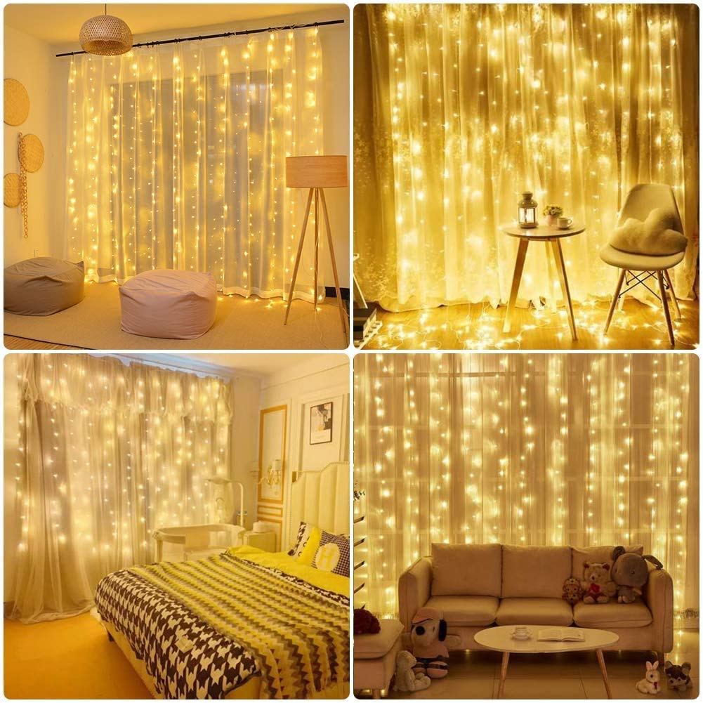 200 LED Diamond Curtain String Light with Remote Control