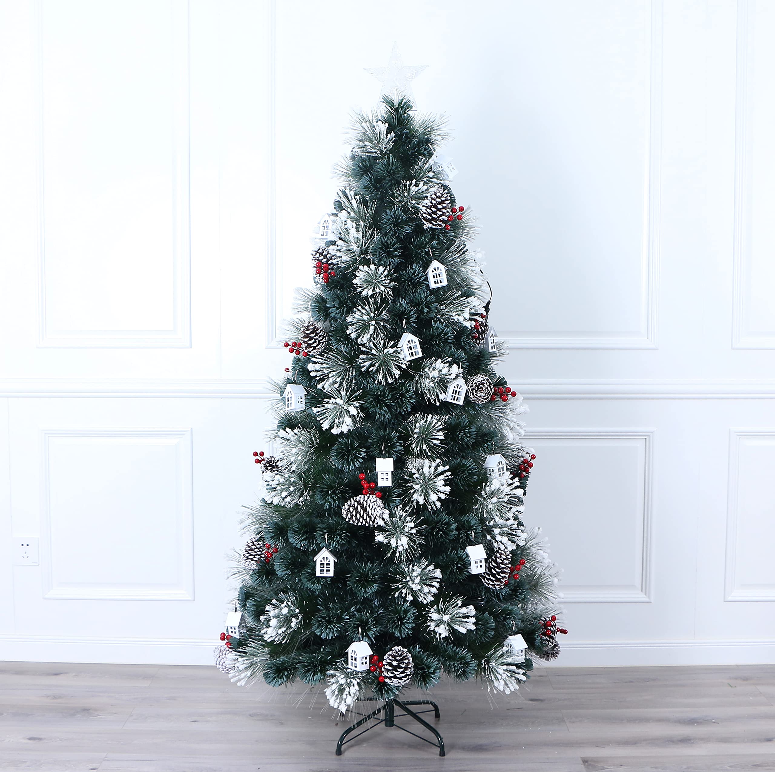 Little White House Decorated Fiber Optic Christmas Tree Pre-lit