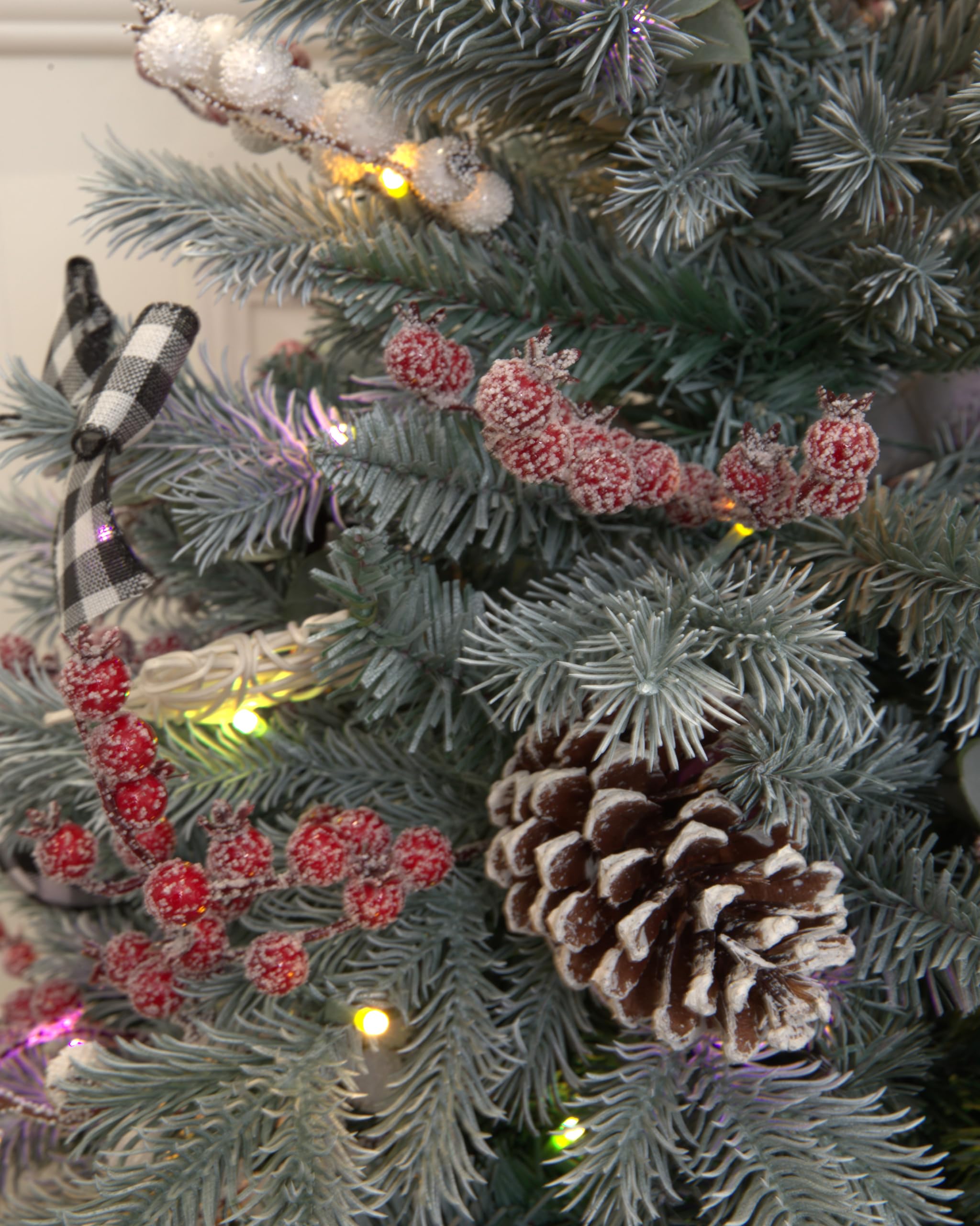 4Ft Potted Blue Spruce Christmas Tree Decorated with Country Style Ornaments