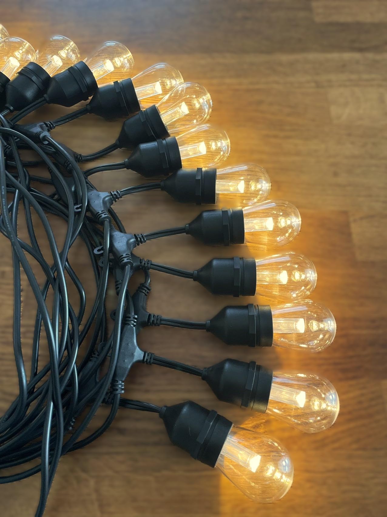 48ft Outdoor Patio String Lights with S14 LED Bulbs, Warm White & RGB Remote Control Color Changing, Waterproof Commercial Grade, Energy Efficient, Outdoor Living, Backyard Lights