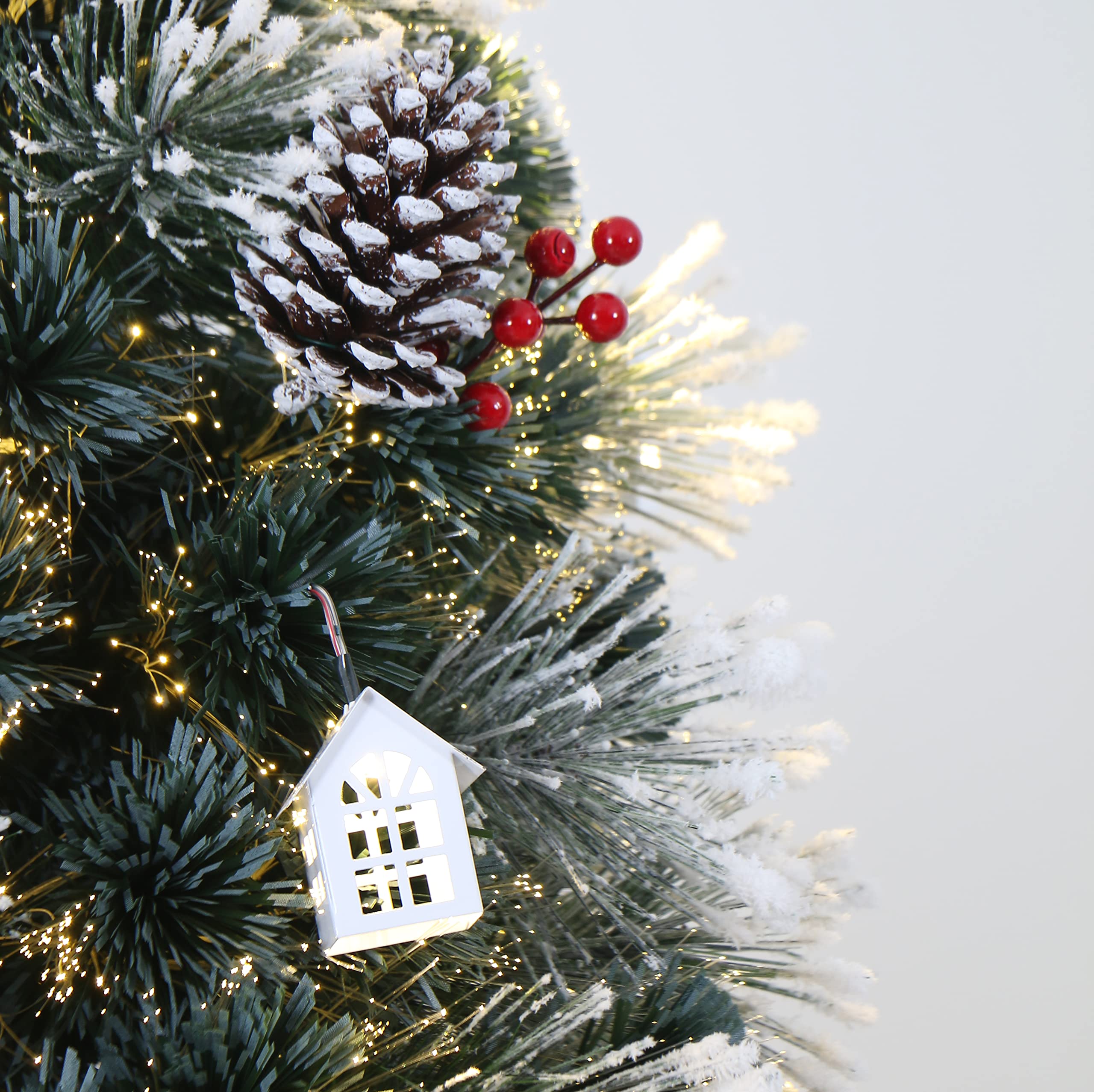 Little White House Decorated Fiber Optic Christmas Tree Pre-lit