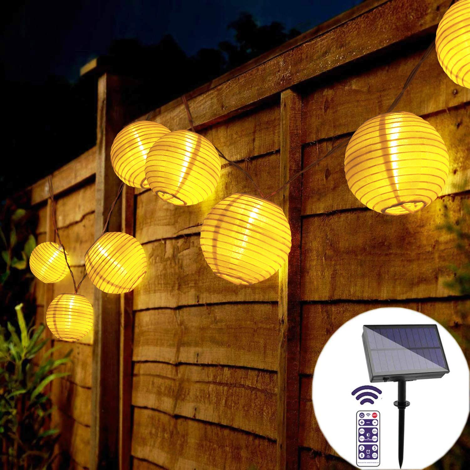 Solar Power Waterproof Lantern String Lights (Yellow)