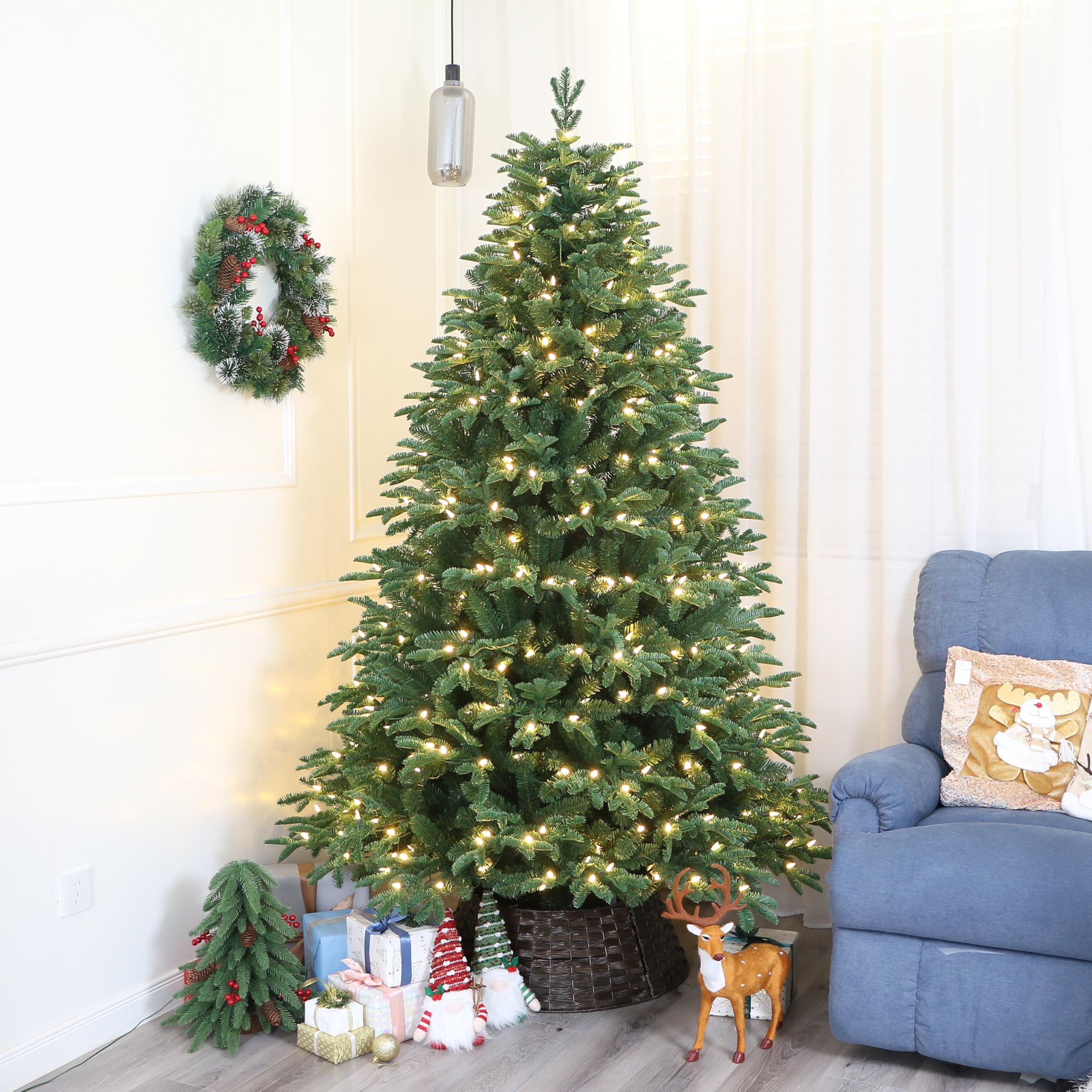 Holiday Stuff Pre-Lit Fraser Fir Christmas Tree with Warm White LED Lights