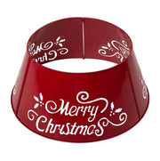 Metal Merry Christmas Tree Collar with Lights