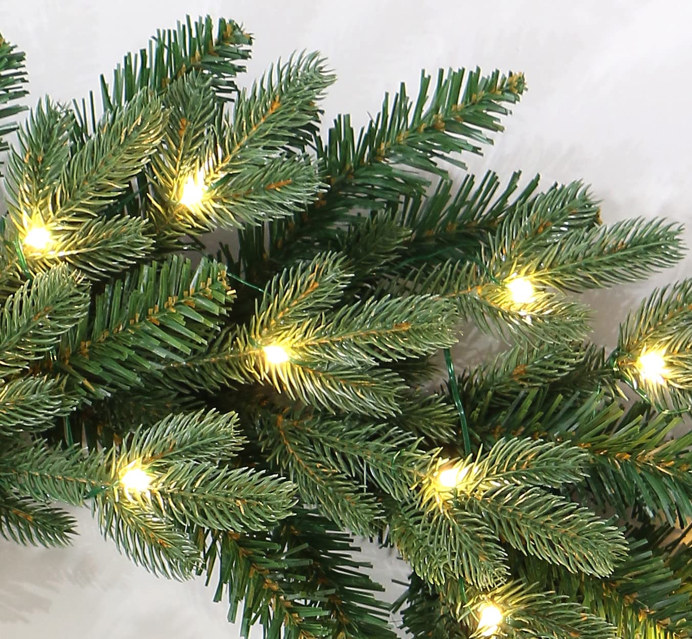 6.5 Foot European Holiday Favorite Christmas Garland Pre-lit with Warm White LED Lights