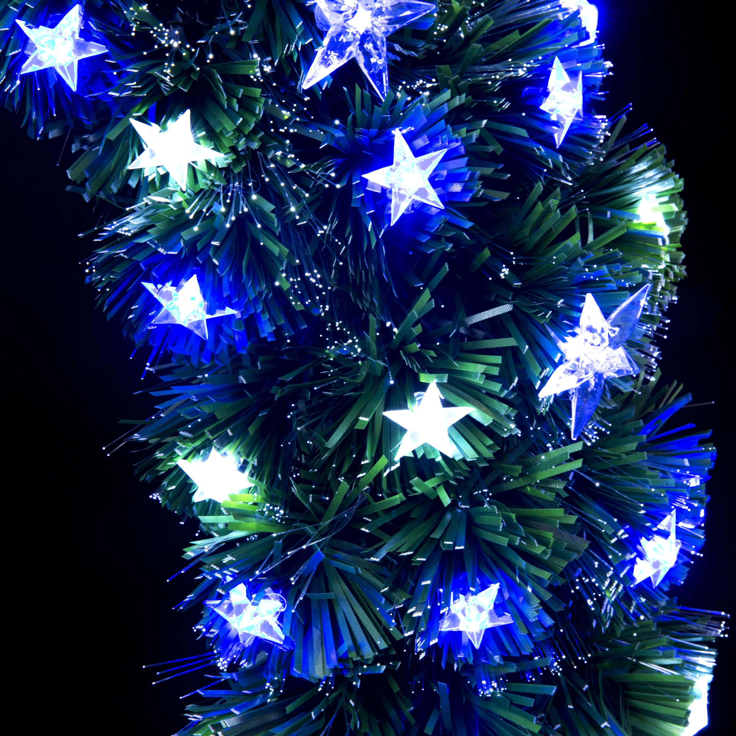 Blue and White Star Lighted Fiber Optic Christams Wreath