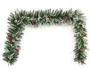 HOLIDAY STUFF 9 Foot Frosted Pine Christmas Garland Decorated