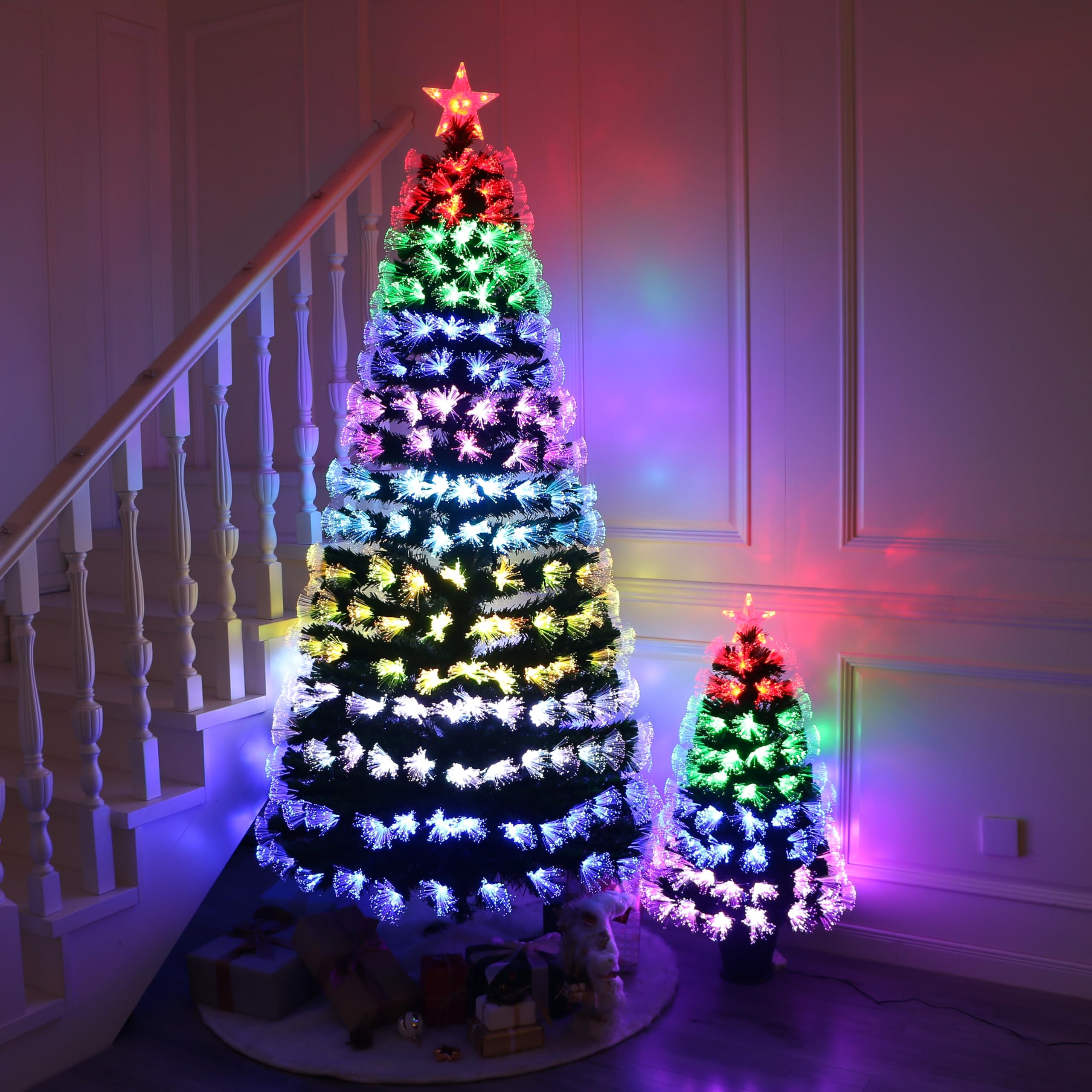 Remote Control RGB LED Pre-Lit Artificial Christmas Tree with Star Topper