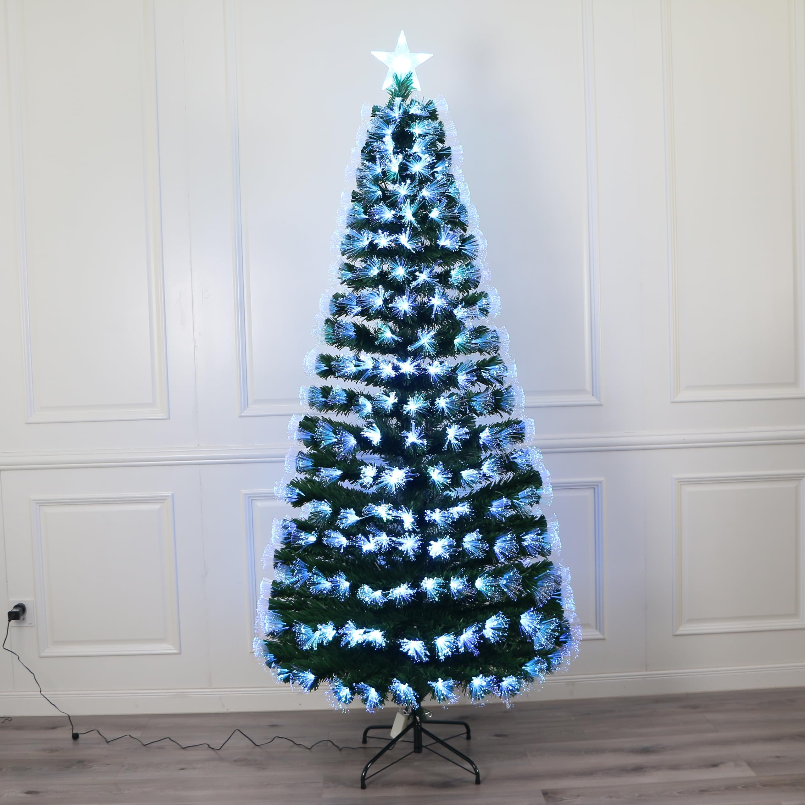 Remote Control RGB LED Pre-Lit Artificial Christmas Tree with Star Topper