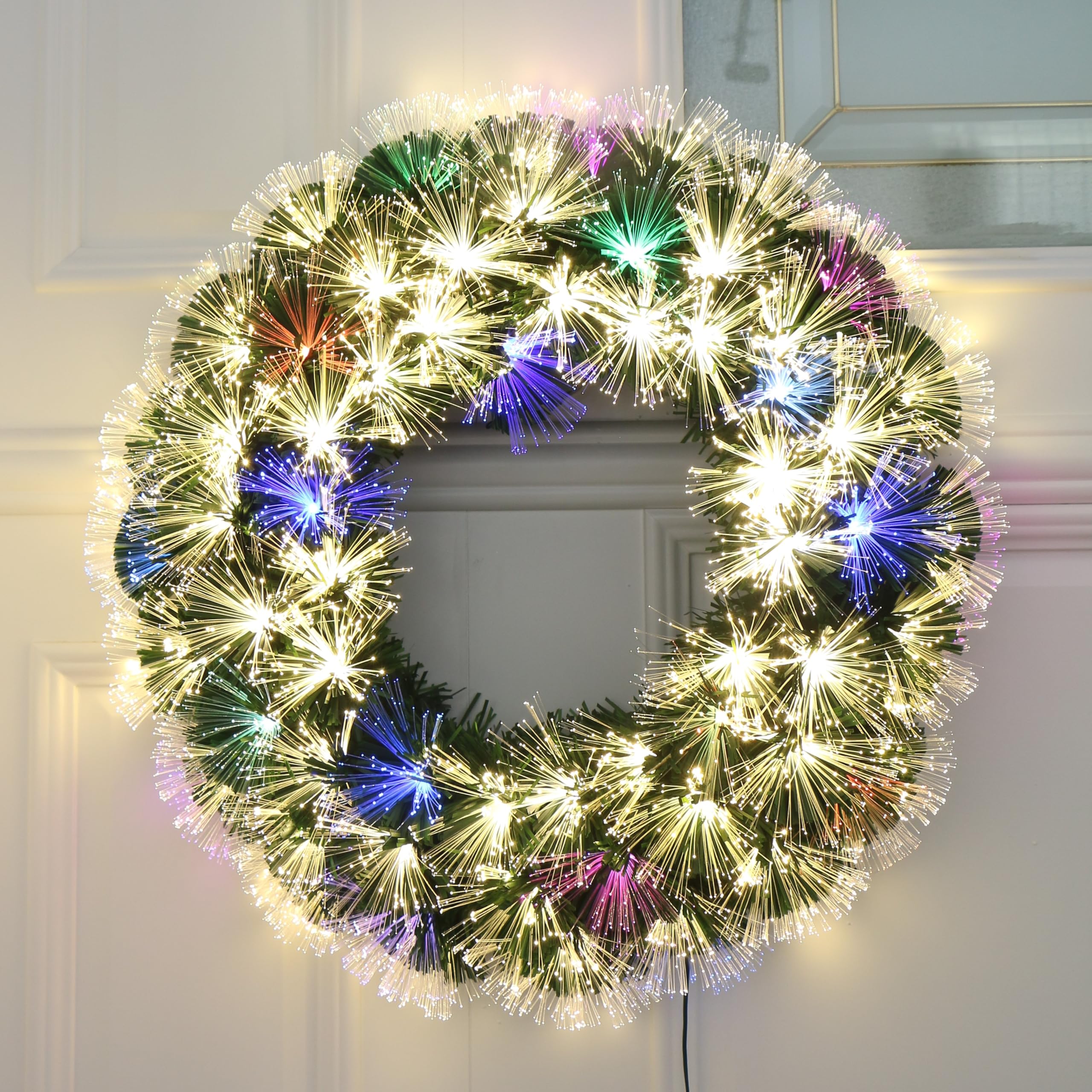 Firework Automatic Color Changing LED Fiber Optic Christmas Wreath