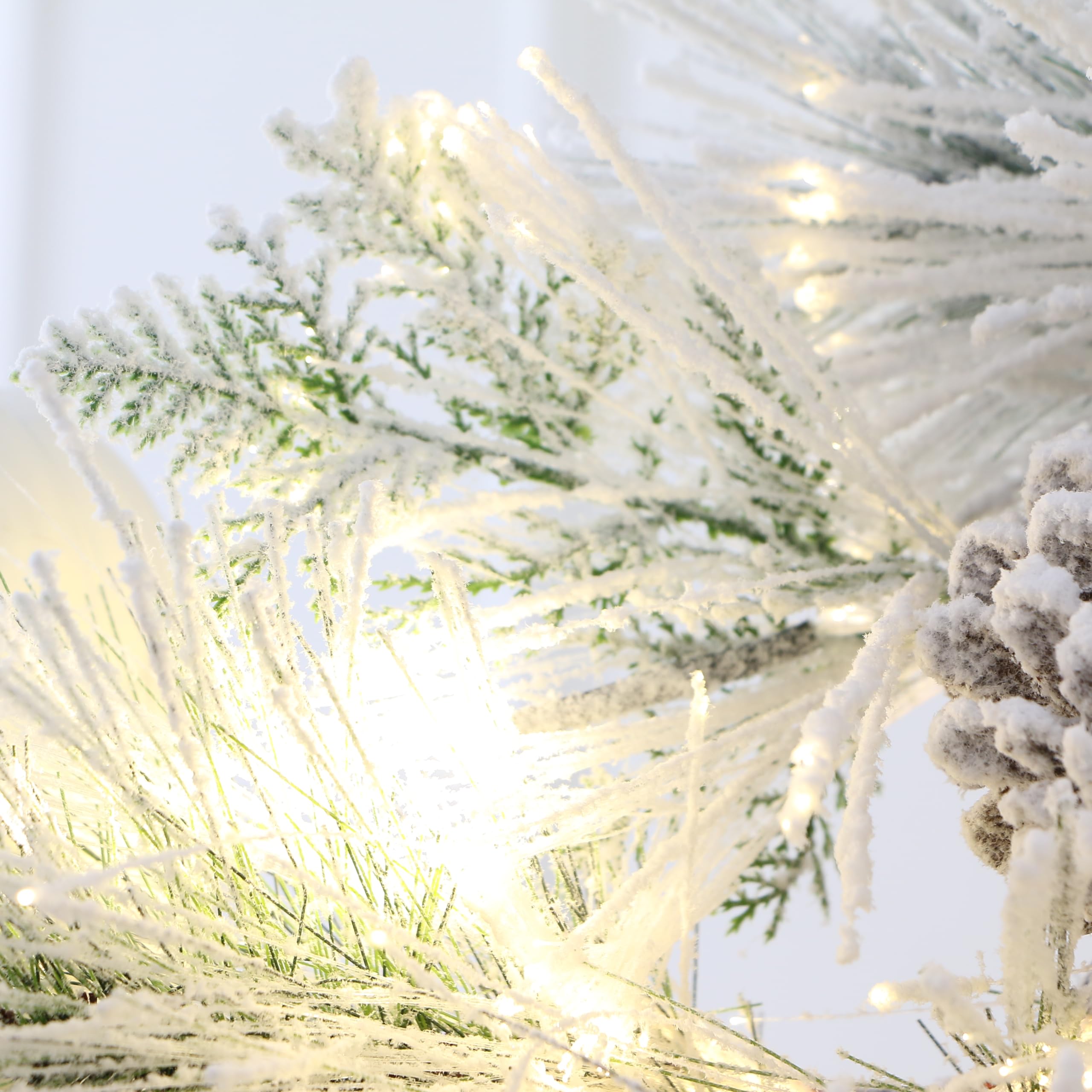 6.5ft Realistic Flocked Cedar Garlands with Fiber Optic Light.