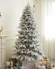 Snowy Forest Spruce Flocked Artificial Christmas Tree Pre-lit