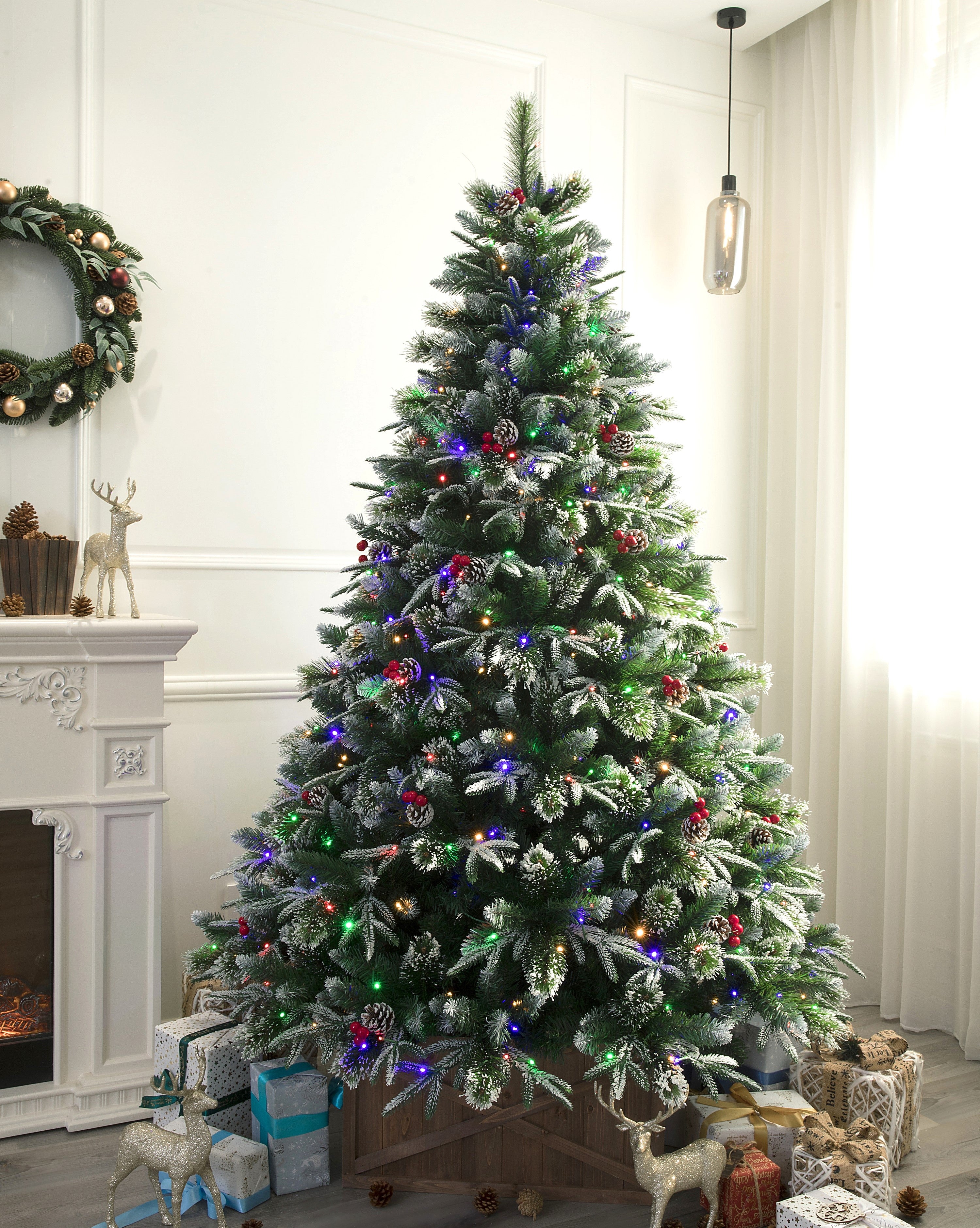 Super Full Flocked Pine Christmas Tree Unlit