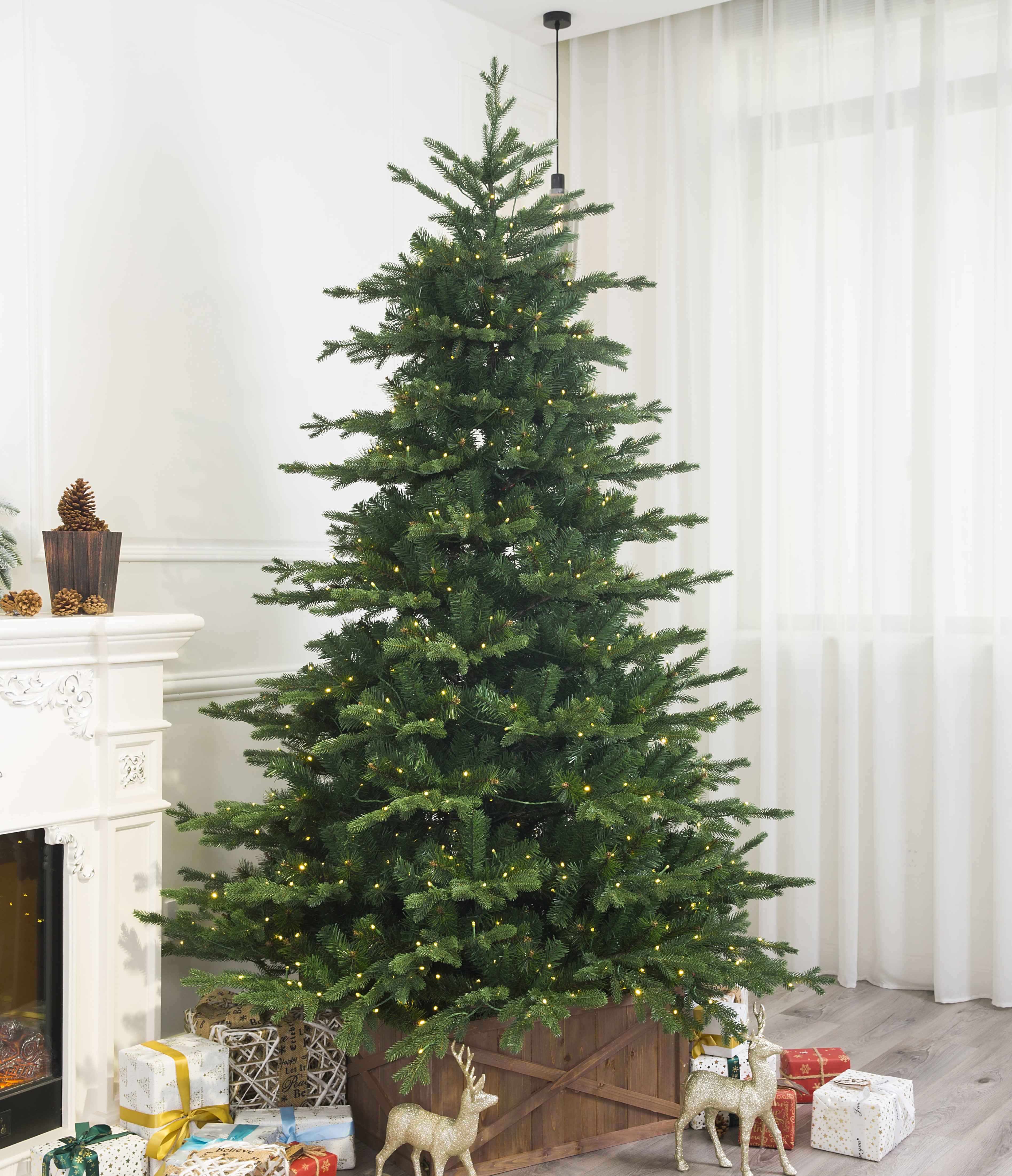 European Balsam Fir Artificial Christmas Tree Pre-lit with Dual Color LED Lights